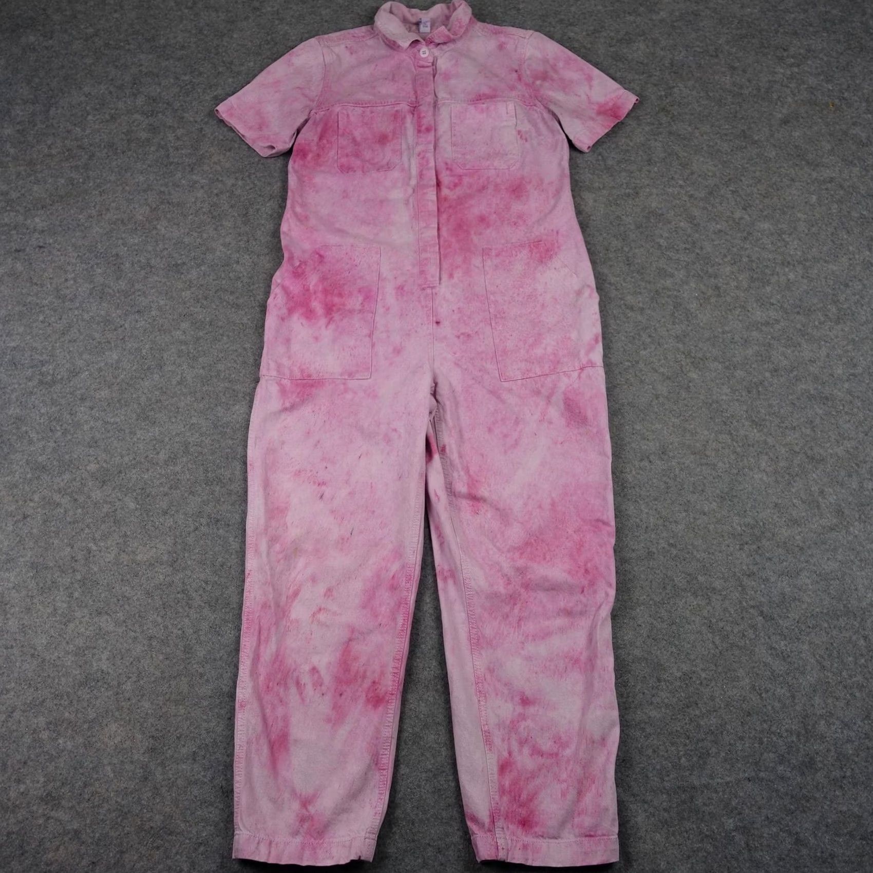 Old Navy VINTAGE Old Navy Jumpsuit Womens M Pink Short Sleeve Utility Coveralls Tie Dye Fun Size 32" / US 10 / IT 46 - 2 Thumbnail