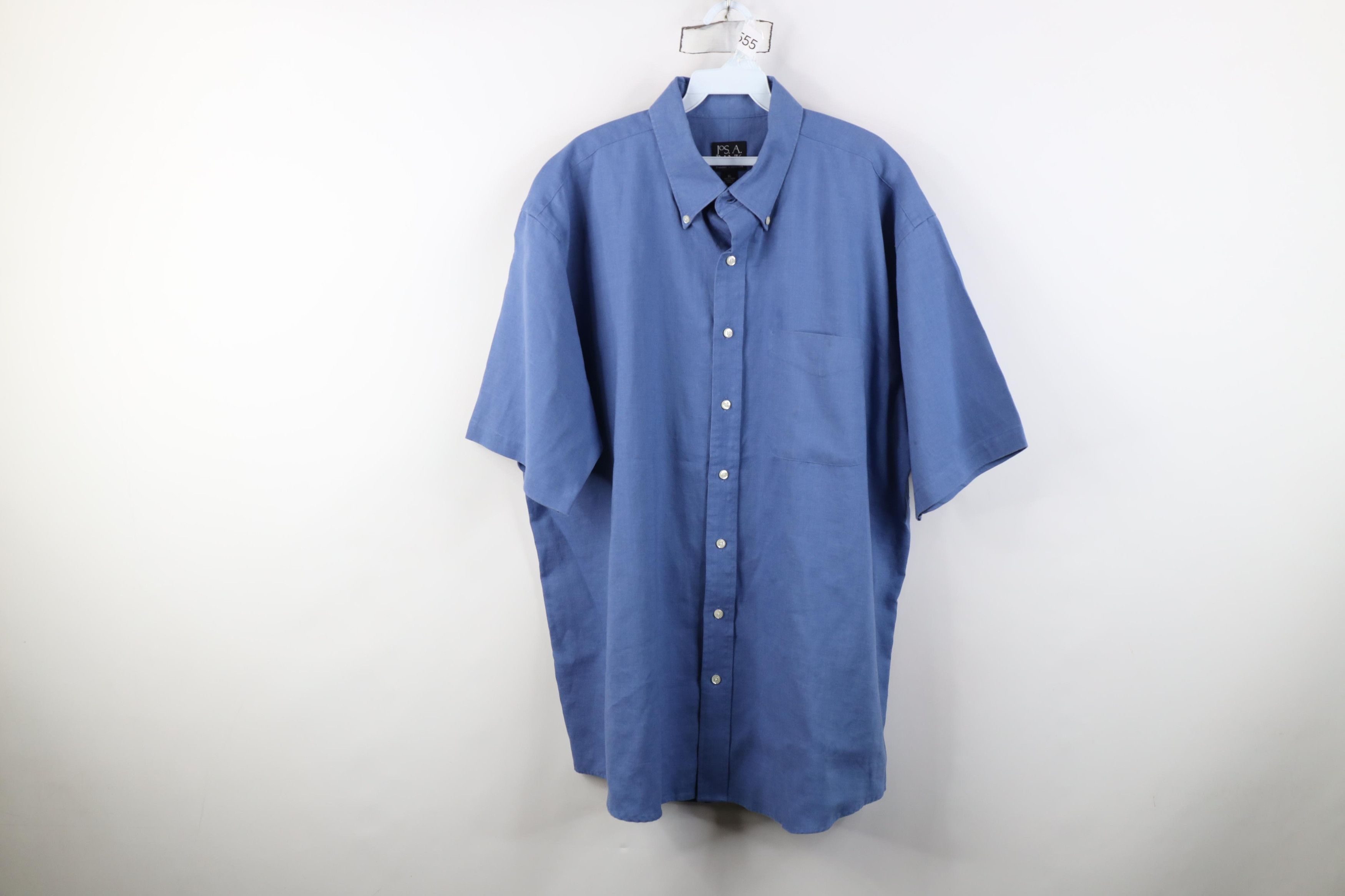 Jos. A. Bank Jos A Bank Linen Short Sleeve Collared Button Down Shirt Size US XL / EU 56 / 4 - 1 Thumbnail