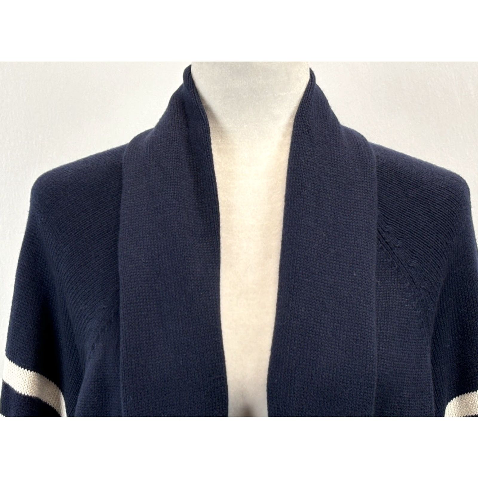 Talbots Talbots Knit Cardigan Sweater 3XP Petites Navy Striped Open Front Women Knit Cotton Blend Long Sleeve Cardigan Mens? Size XXL / US 16-18 / IT 52-54 - 5 Thumbnail