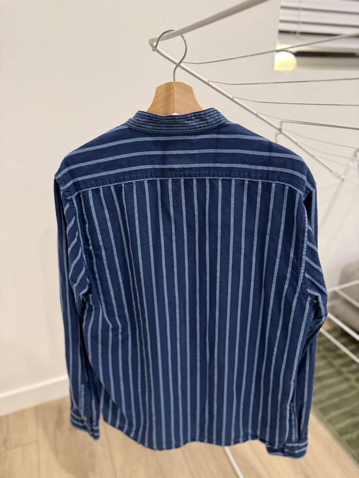 Scotch & Soda Scotch & Soda Striped Band Collar Shirt – Blue (XL) Size US XL / EU 56 / 4 - 4 Thumbnail