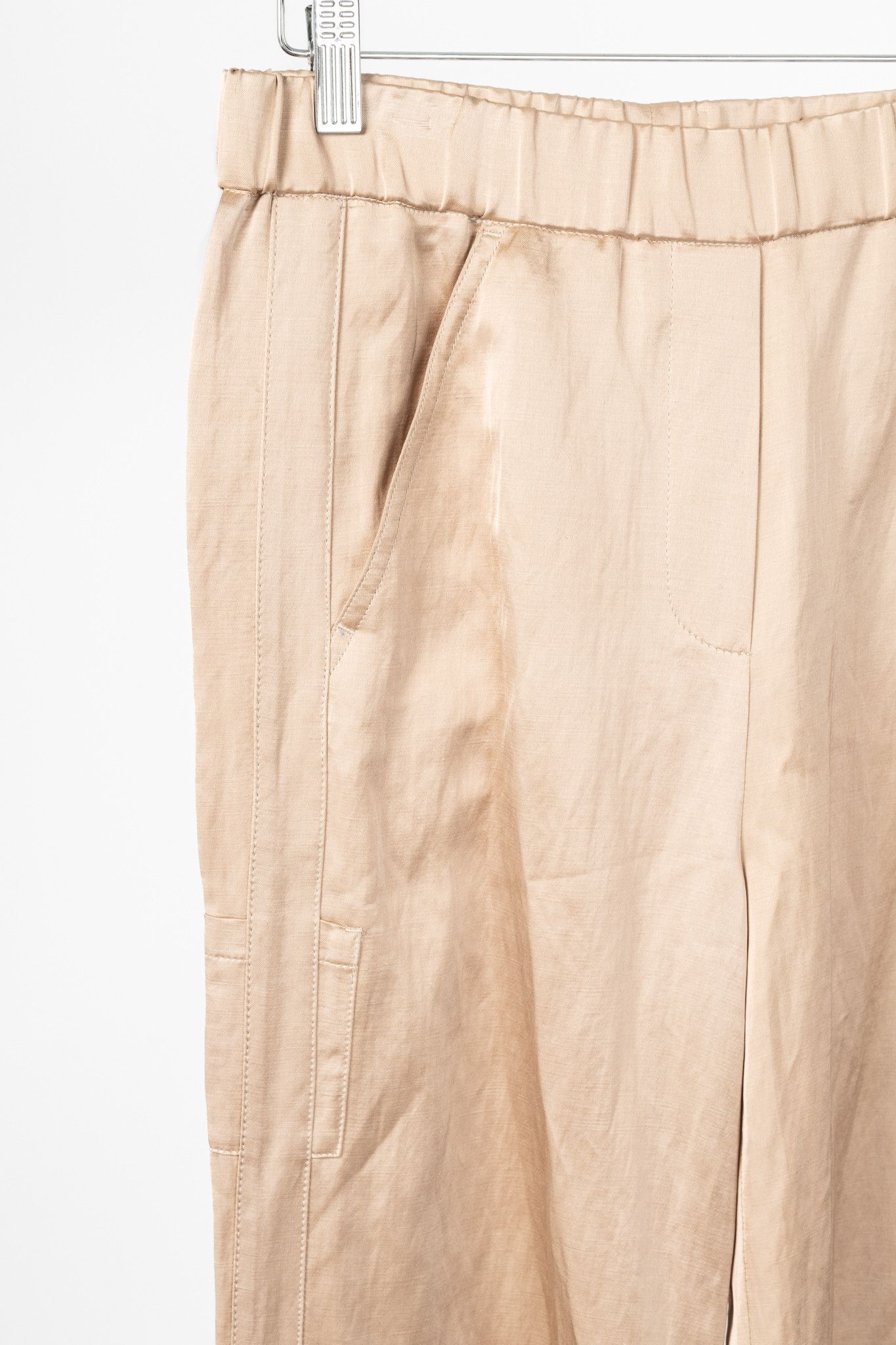 Luisa Cerano Luisa Cerano Cashew Cotton & Linen Satin Cargo Pants Size 27" / US 4 / IT 40 - 4 Thumbnail