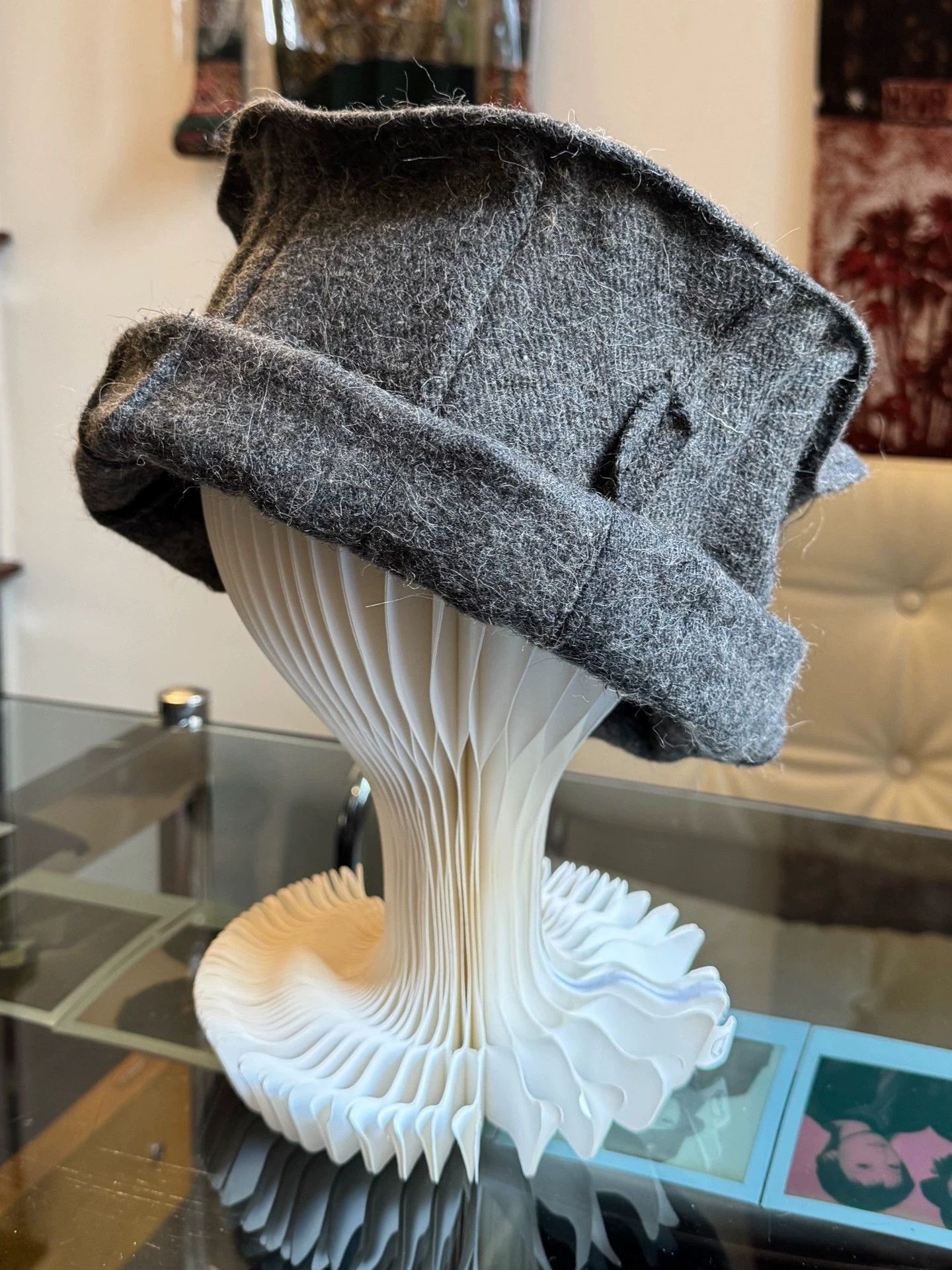 Vintage Vintage Pakistan Wool Pleated Bucket Hat, Rollable, Large Size ONE SIZE - 8 Thumbnail