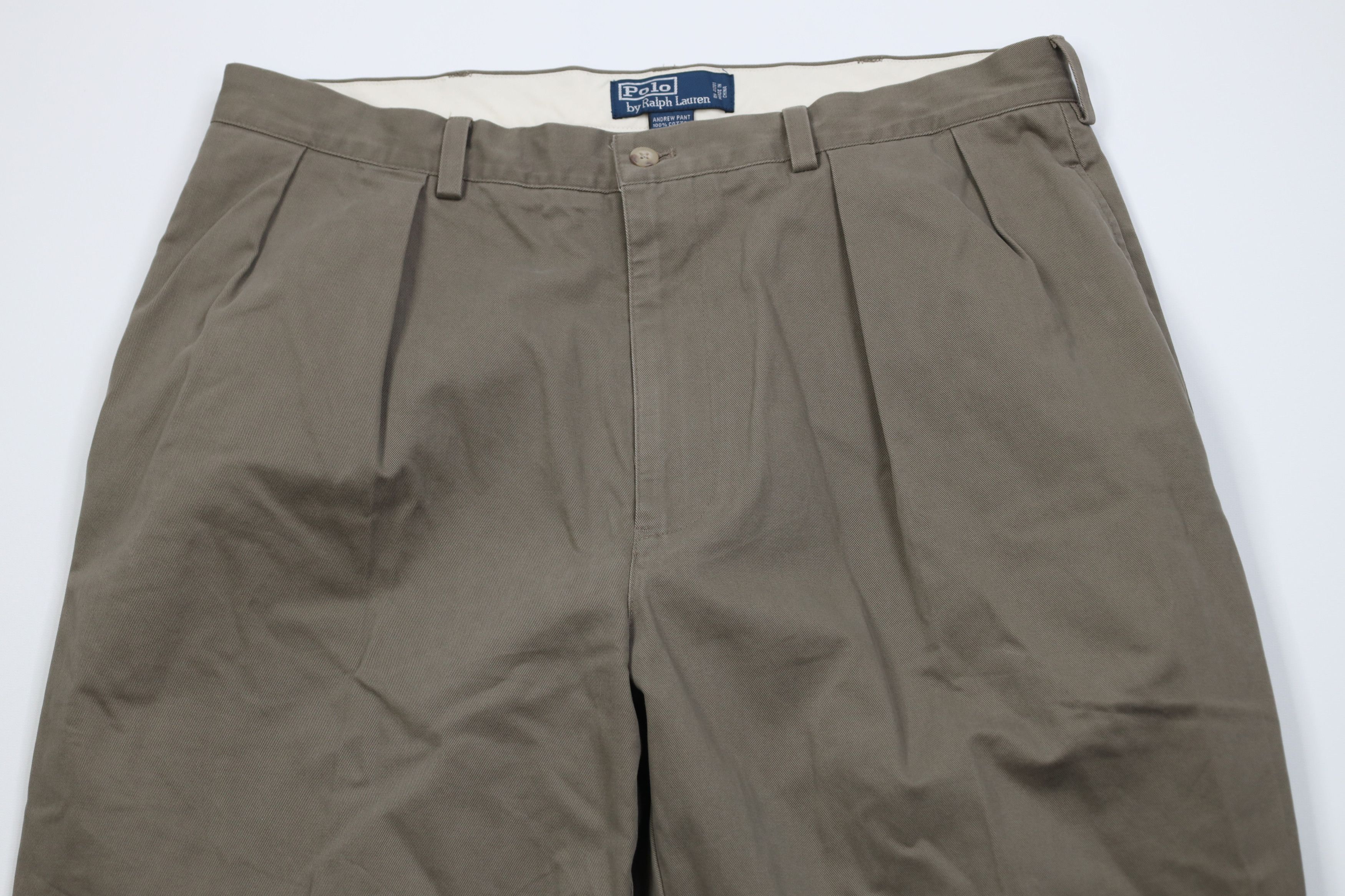 Ralph Lauren Vintage 90s Ralph Lauren Andrew Wide Leg Chino Pants Beige Size US 38 / EU 54 - 2 Thumbnail
