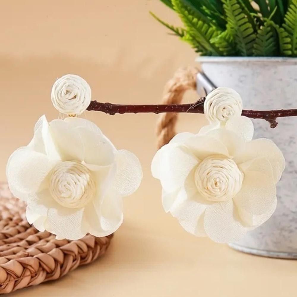 Designer Bohemian fabric flower earrings Size ONE SIZE - 1 Thumbnail