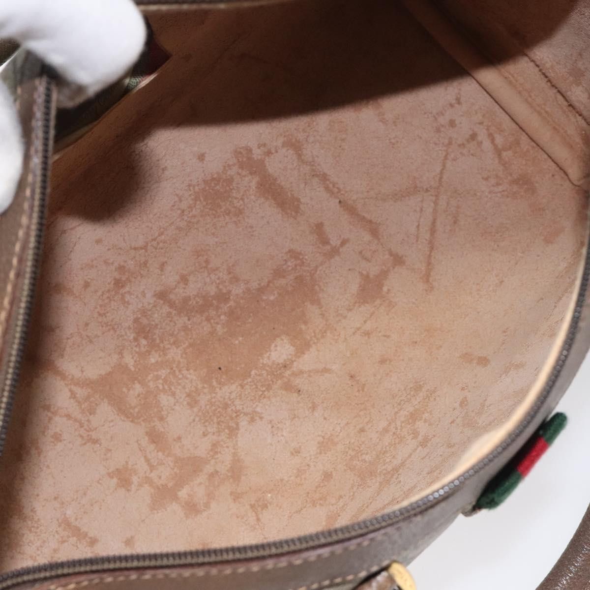 Gucci GUCCI GG Supreme Web Sherry Line Hand Bag Pvc Leather Beige Size ONE SIZE - 18 Thumbnail