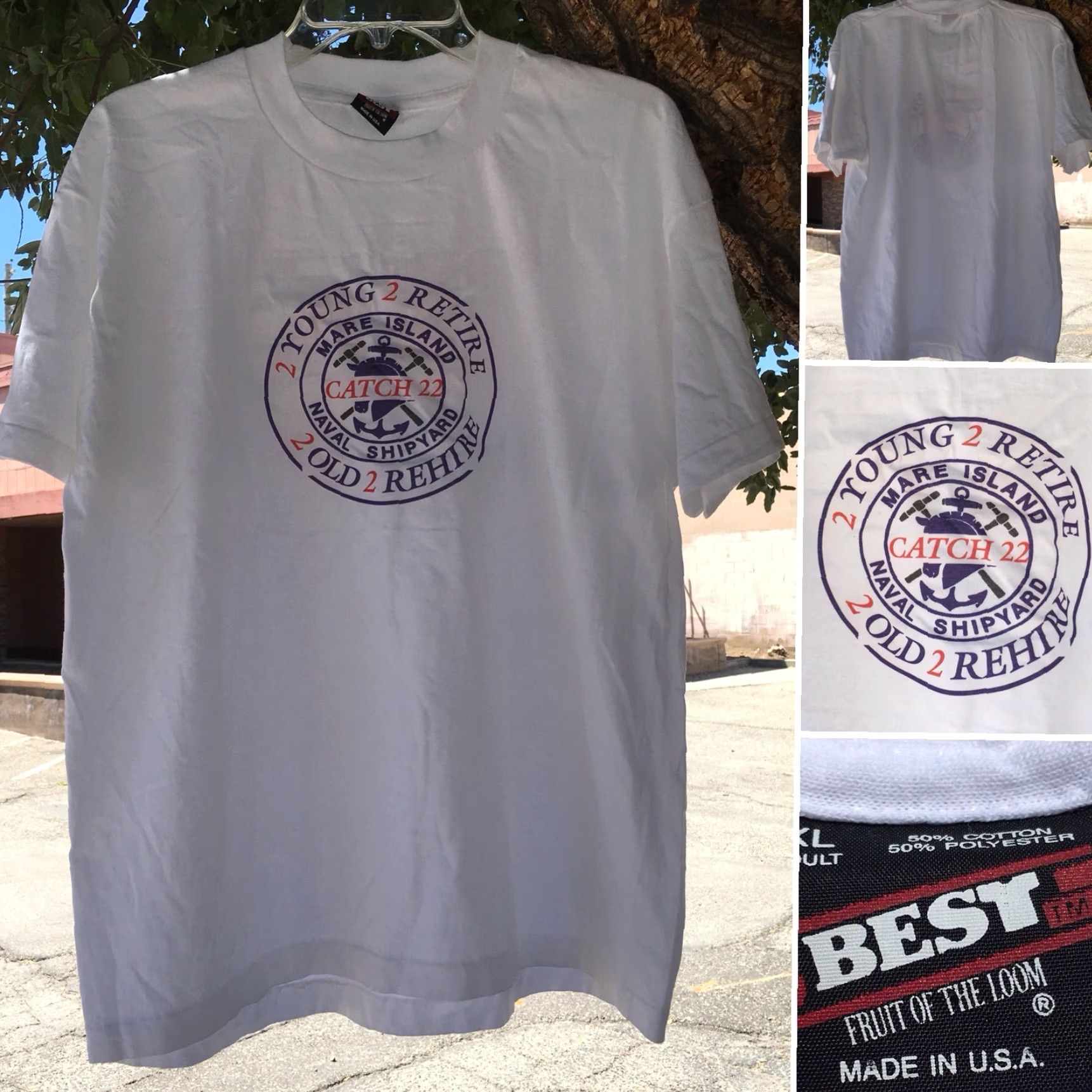 Fruit Of The Loom VINTAGE Mare Island Naval Shipyard T-Shirt XL White 80s 90s Made In USA Fruit of the Loom Unisex Graphic Tee Size US XL / EU 56 / 4 - 2 Thumbnail