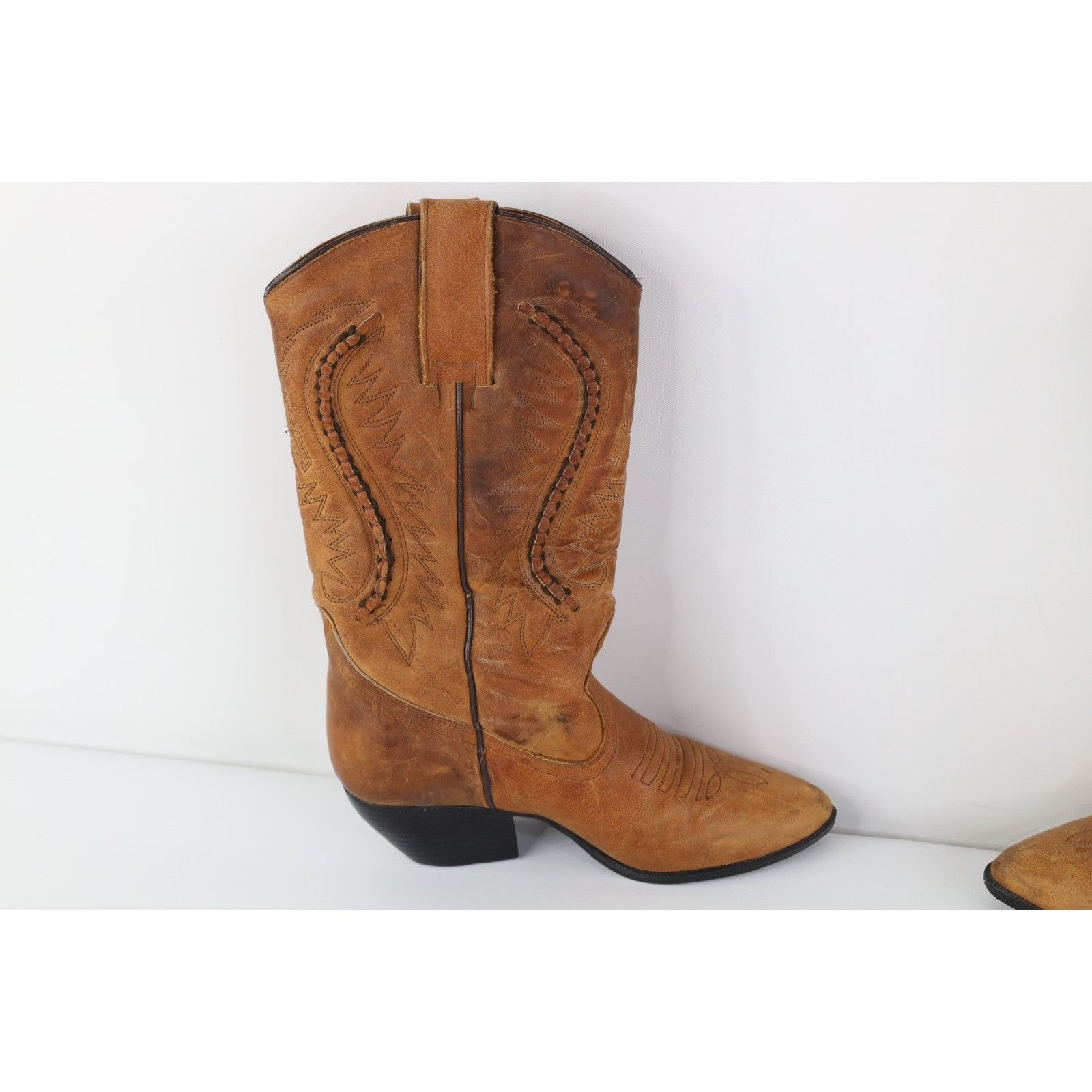 Vintage Vintage 70s 80s Streetwear Braided Leather Cowboy Boots Size US 6 / IT 36 - 9 Thumbnail