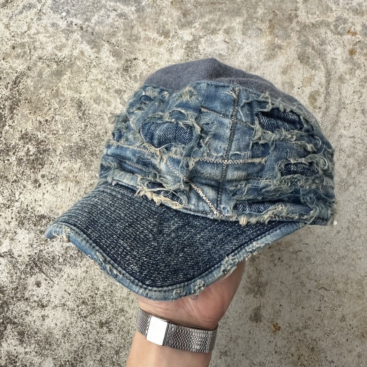 Kapital Old man and the sea Boro Patchwork Trashed Conductor hat Size ONE SIZE - 3 Thumbnail