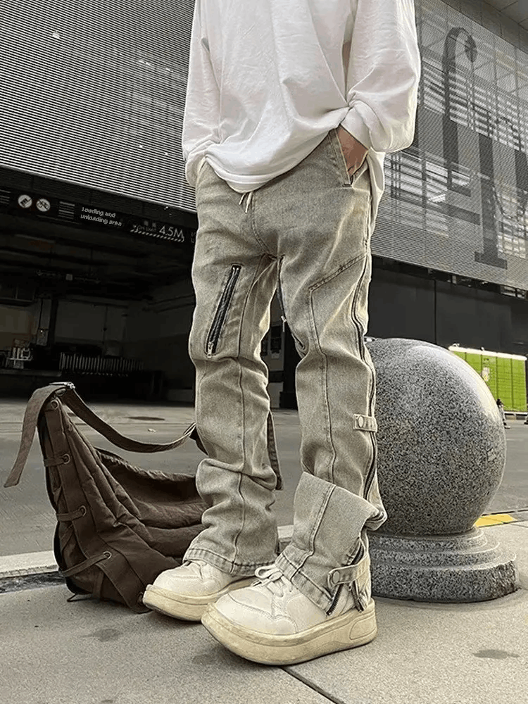 Japanese Brand × Jean Distressed Washing Zip Up Micro Flare Jeans Size US 30 / EU 46 - 5 Thumbnail
