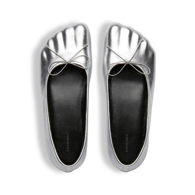 Balenciaga o1tr1nto0126 Anatomic Ballerinas Metallized in Silver Size US 9 / IT 39 - 6 Thumbnail