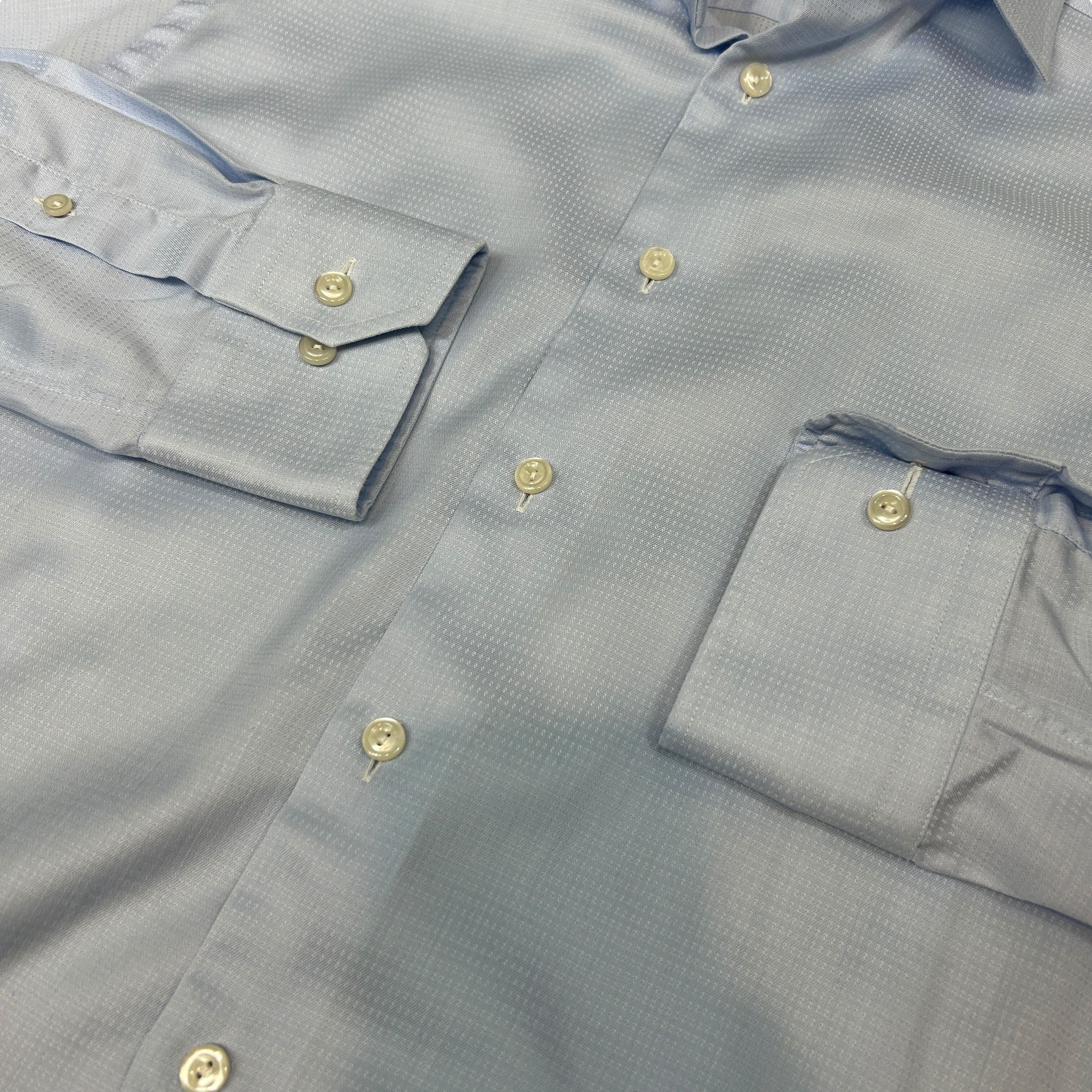 Eton Eton Dobby Blue Slim Fit Cotton Lyocell Shirt 15.5 39 Size US M / EU 48-50 / 2 - 5 Thumbnail