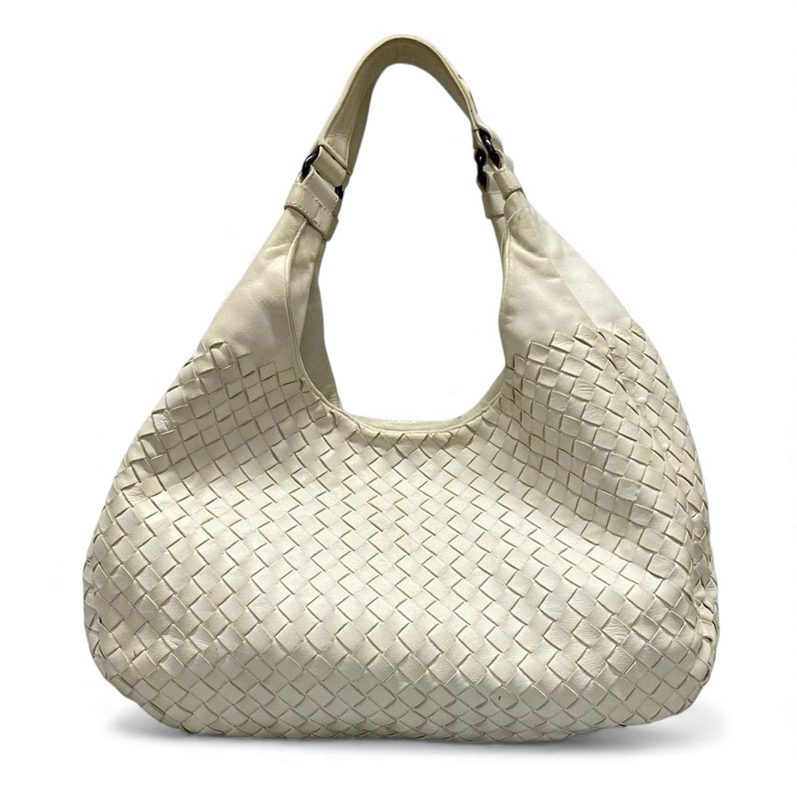 Bottega Veneta Bottega Veneta - White Woven Leather Shoulder Bag Size ONE SIZE - 9 Thumbnail