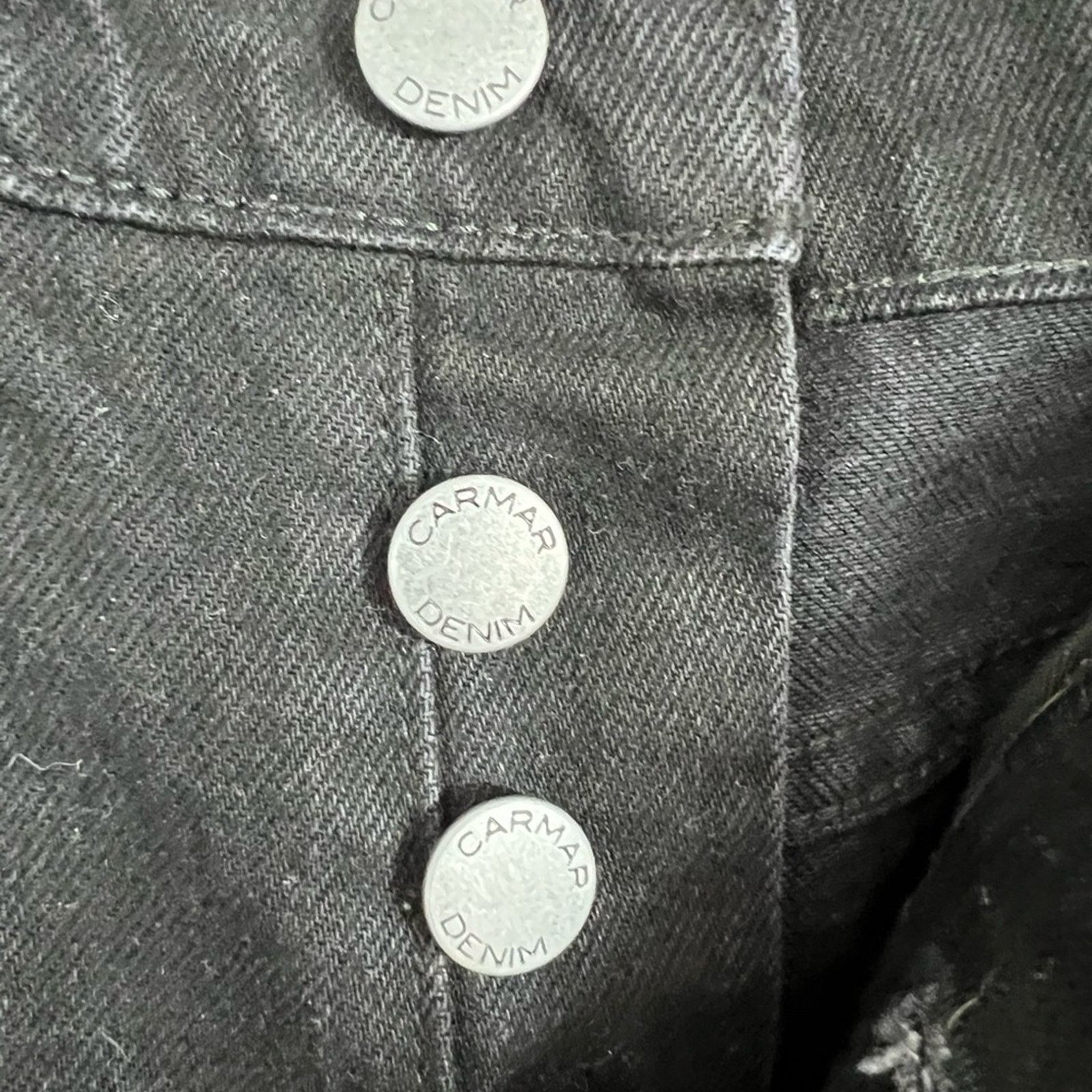 Other CARMAR Flames Black Denim Jeans Shorts Size 23 Button-Fly Size 23" - 4 Thumbnail
