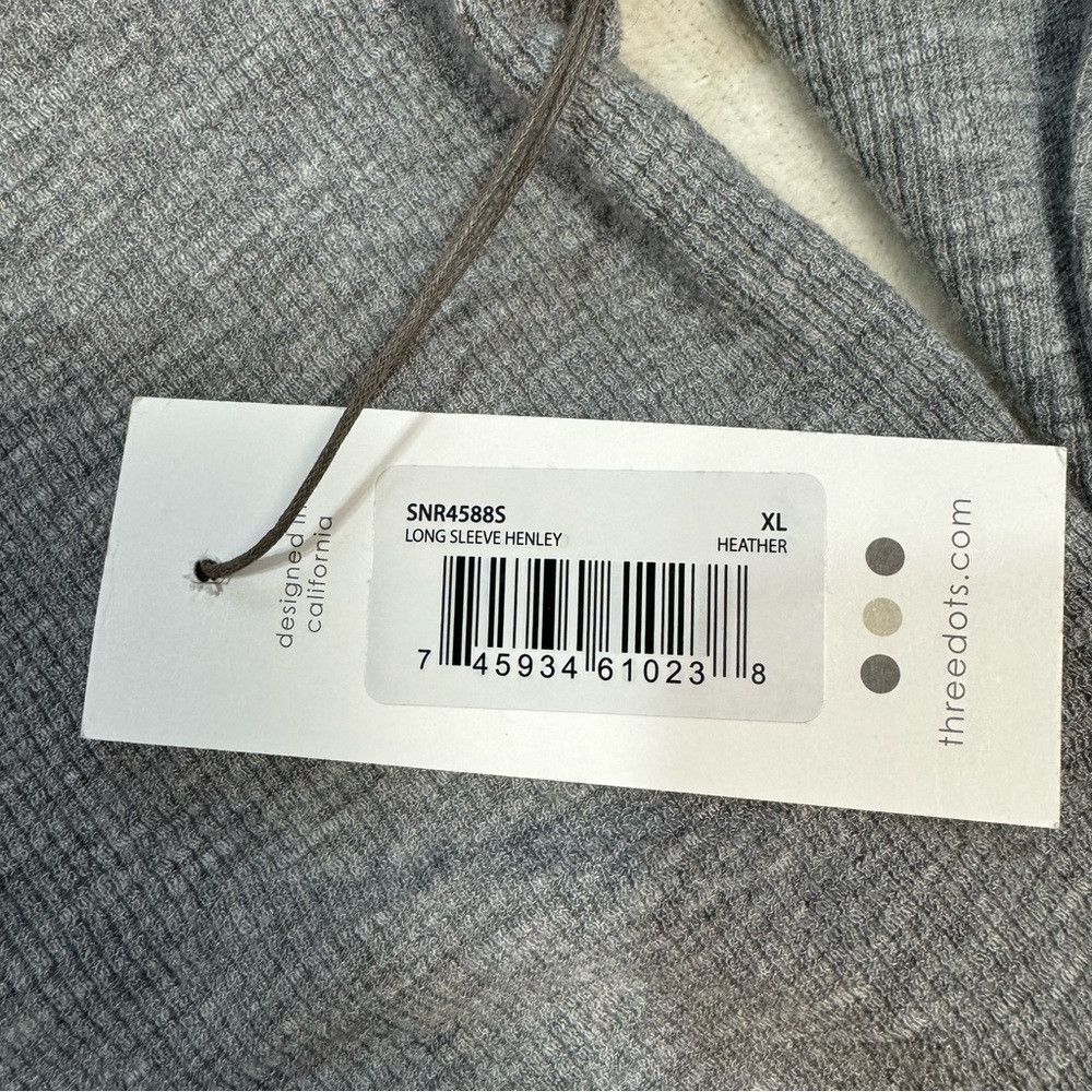 Other NWT New Three Dots Long Sleeve Henley Grey Top Size XL Size XL / US 12-14 / IT 48-50 - 7 Thumbnail