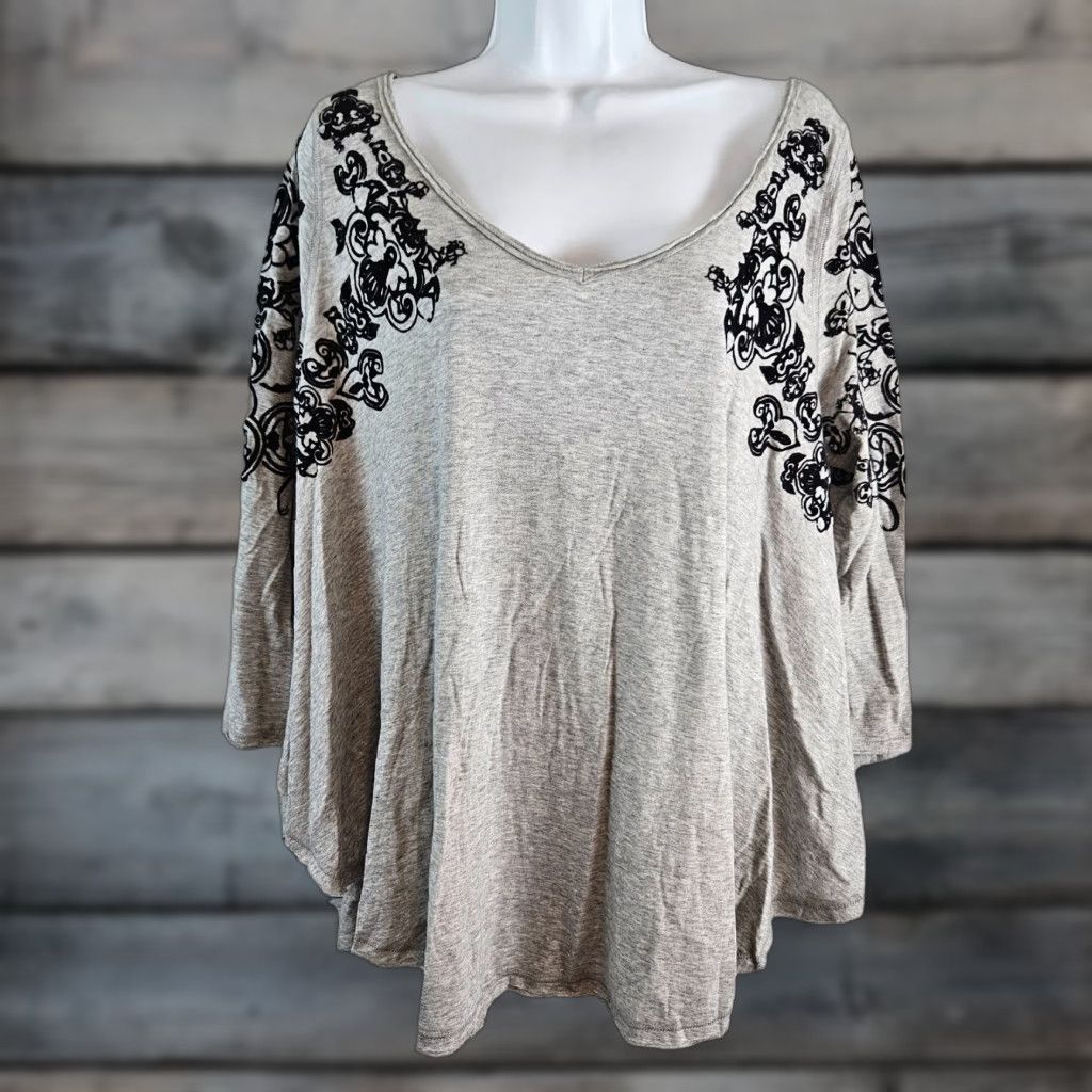 Vintage We The Free Womens Swing Top Medium Gray 3/4 Sleeve Cotton Blend Shirt Womens Size M / US 6-8 / IT 42-44 - 1 Thumbnail