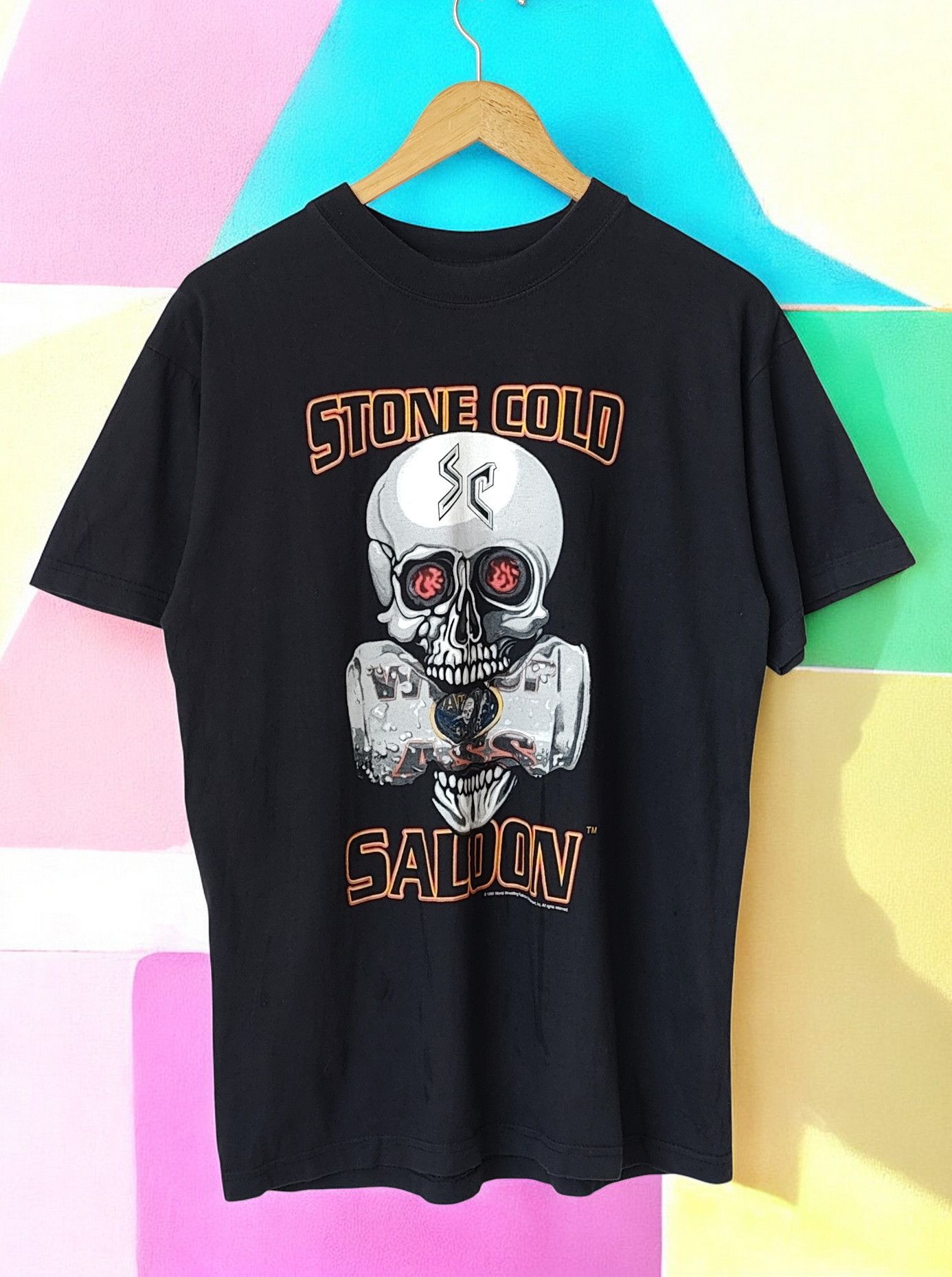 Vintage Stone Cold 1999 Steve Austin Saloon Vintage Official Tshirt Size US M / EU 48-50 / 2 - 1 Thumbnail