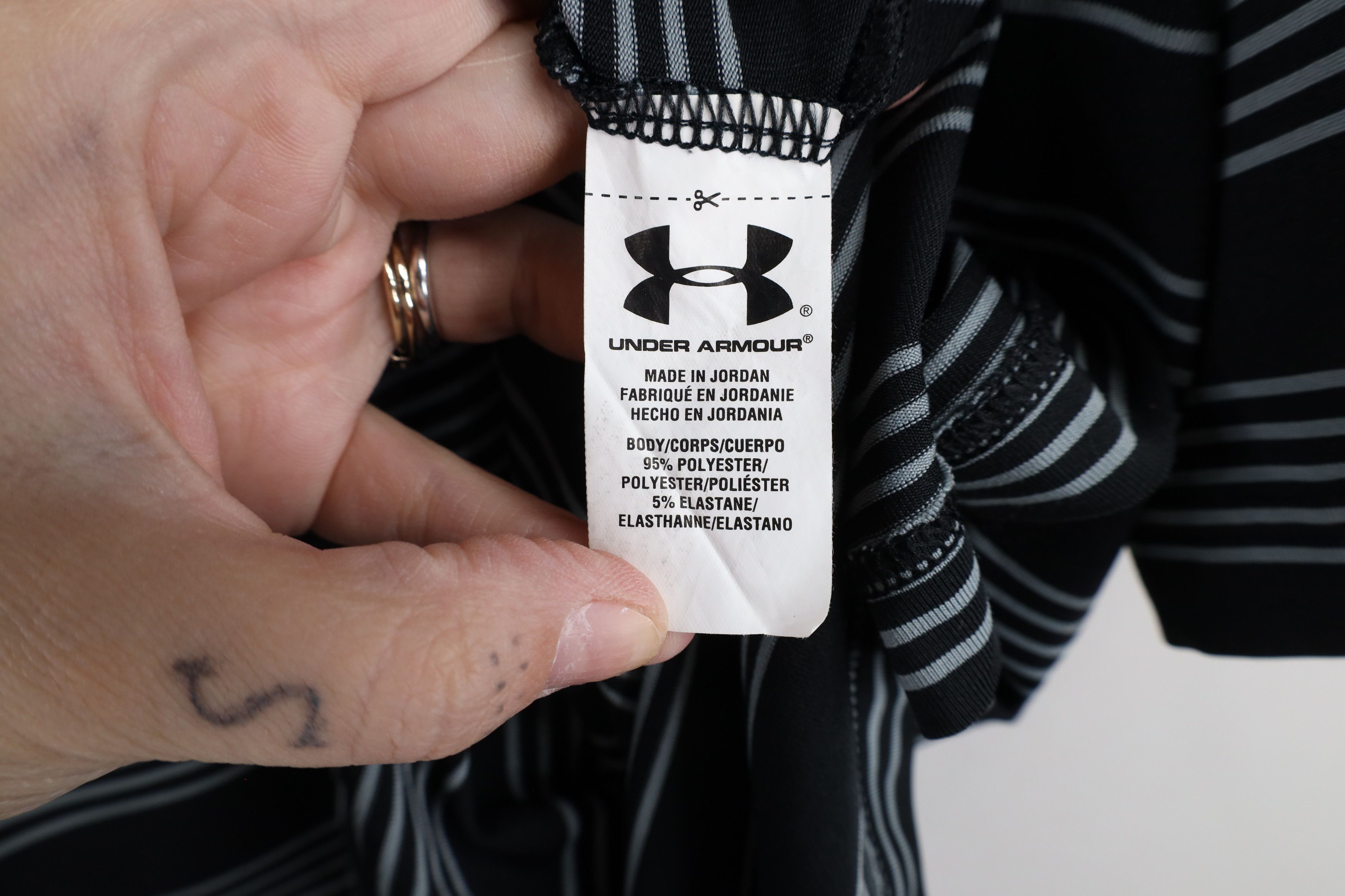 Under Armour × Vintage Under Armour Loose Striped Collared Golf Polo Shirt Black Size US XXL / EU 58 / 5 - 6 Thumbnail