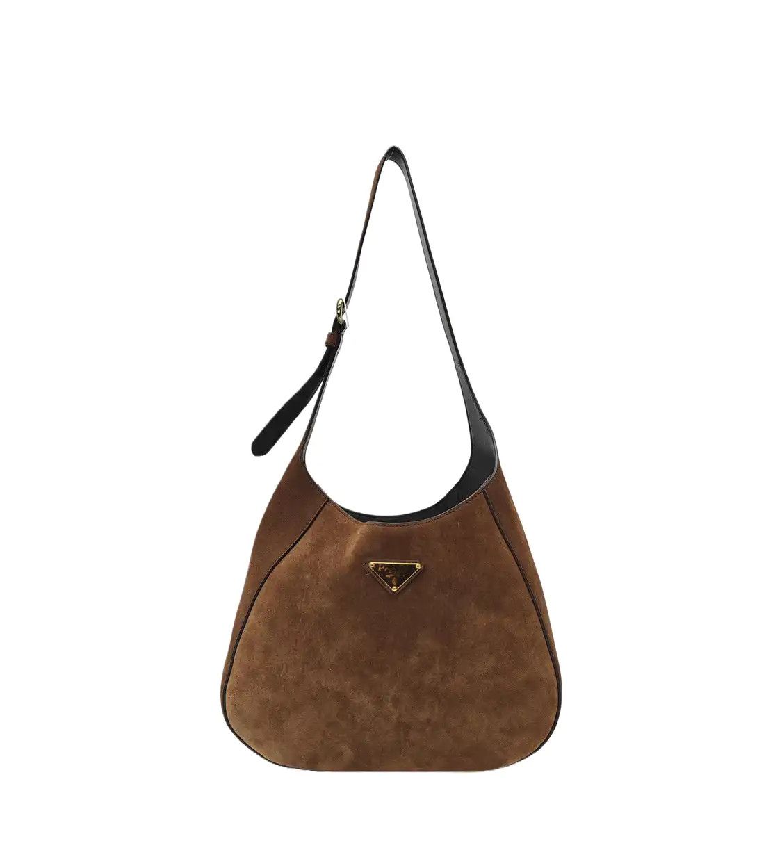 Prada PRADA brown suede logo shoulder bag handbag gold hardware Size ONE SIZE - 1 Thumbnail