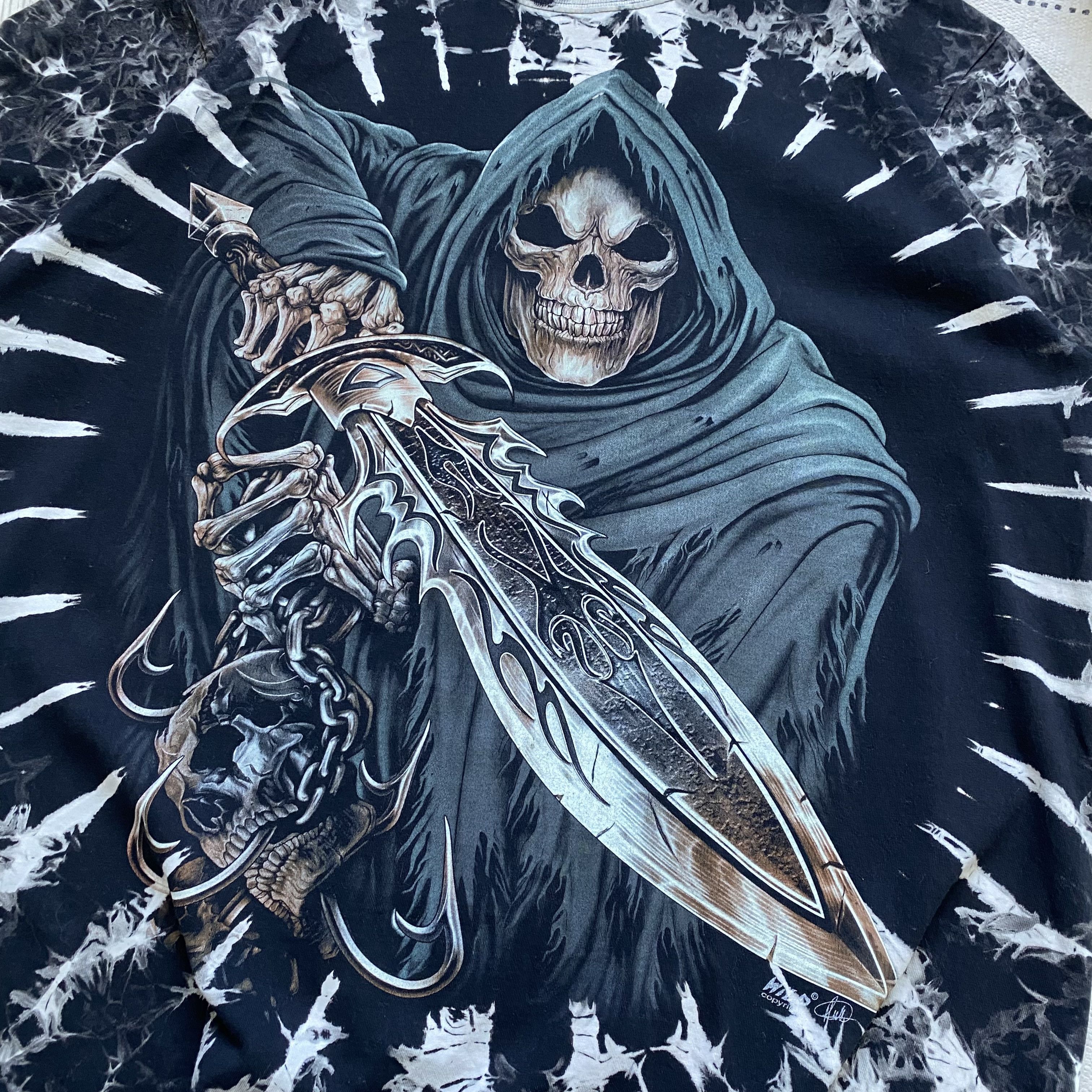 Band Tees ☠️ Vintage 90s Wild Skeleton heavy Tee tie dye rock style Size US L / EU 52-54 / 3 - 6 Thumbnail