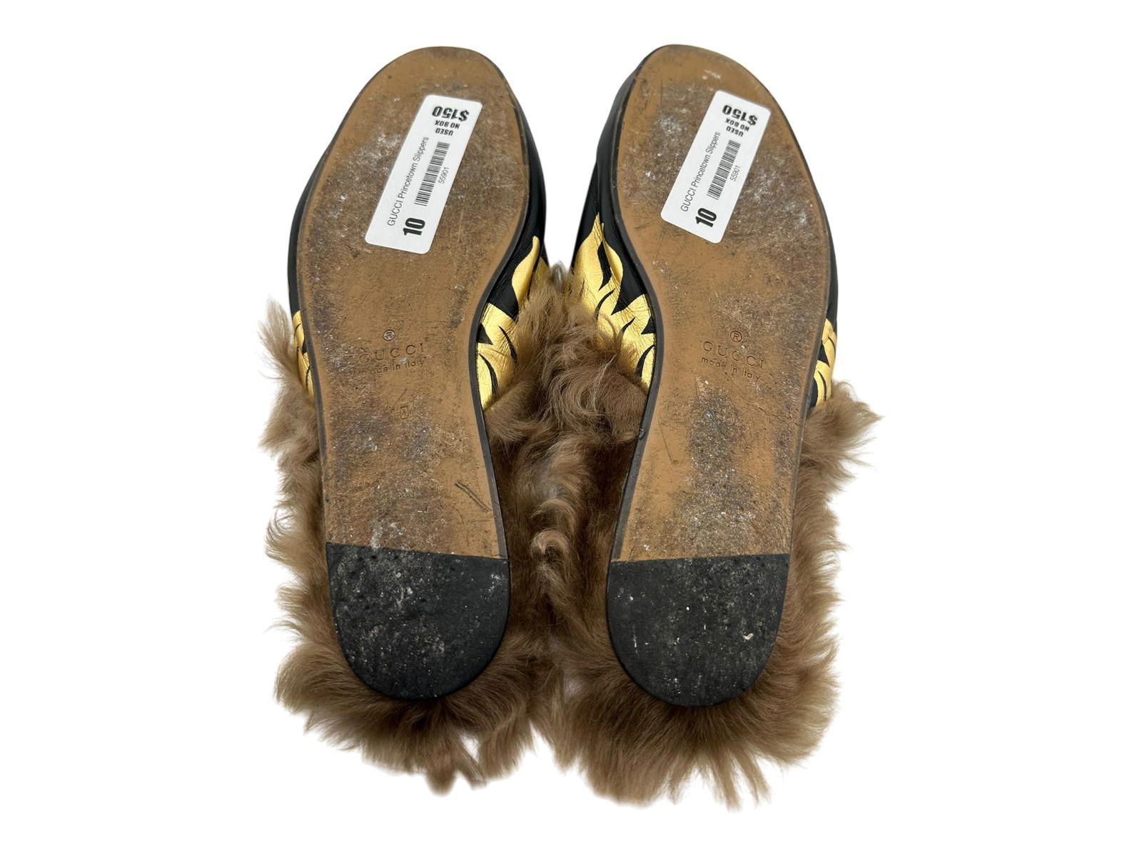 Gucci Gucci Princetown Black Gold Fur Slippers UK 10 Used Size US 10 / EU 43 - 5 Thumbnail