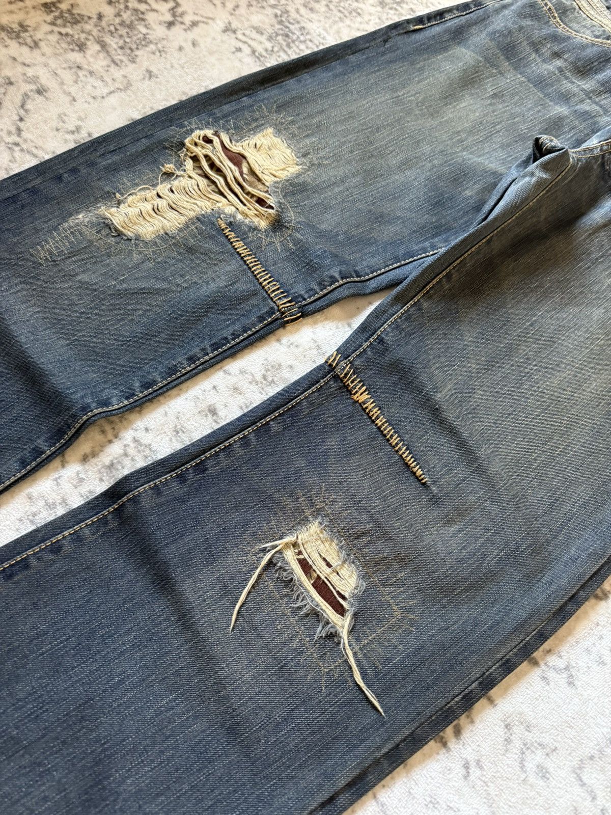 Japanese Brand Osaka Big Train Japan Over Stitch Boro Yakuza Jeans Size US 32 / EU 48 - 12 Thumbnail