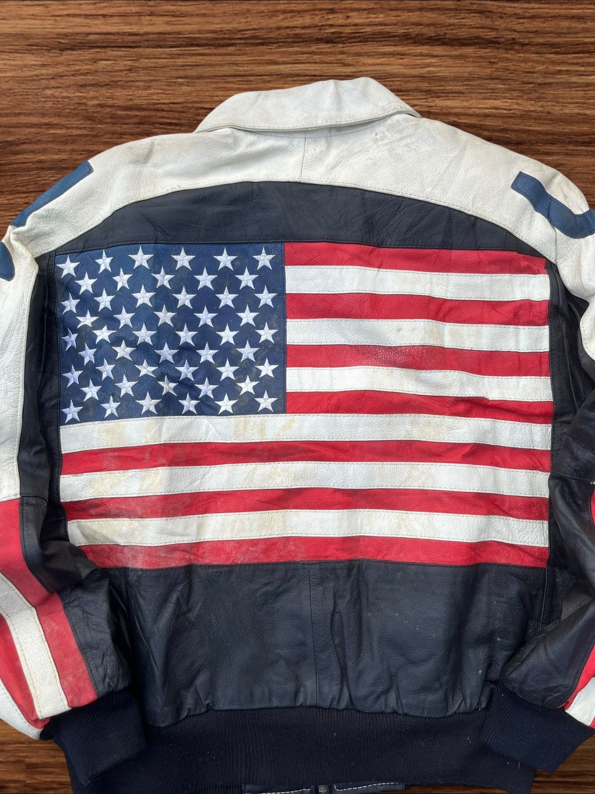 Michael Hoban × Vintage Vintage Michael Hoban Wheremi USA Big Flag Leather Jacket Size US L / EU 52-54 / 3 - 7 Thumbnail