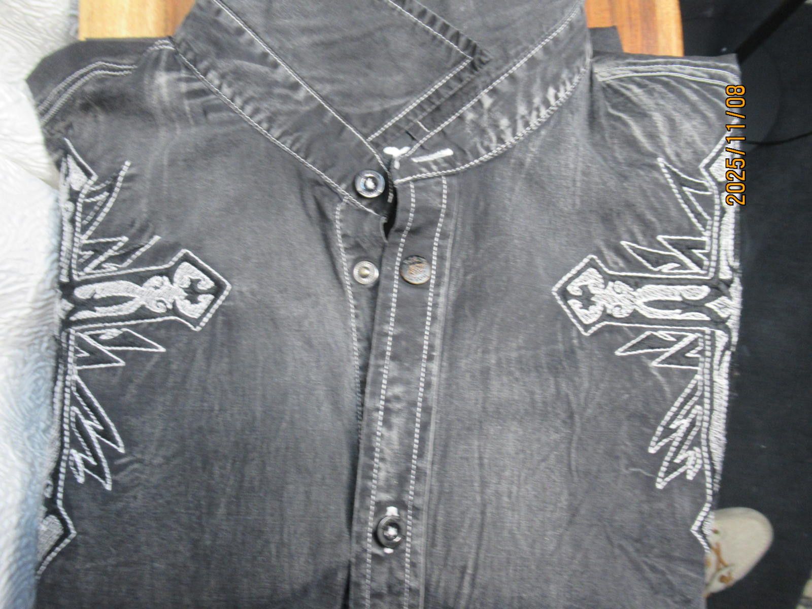 Roar Roar Shirt Black Embroidered Cross Western Rockabilly Size US XL / EU 56 / 4 - 3 Thumbnail