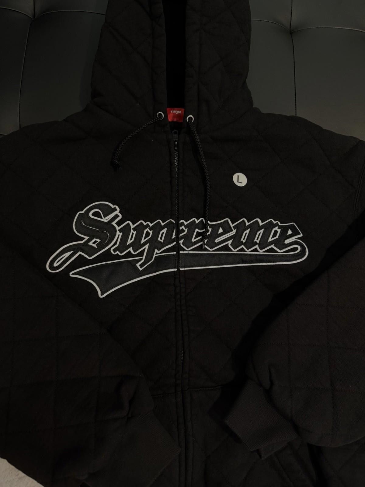 Supreme Supreme Large Quilted Zip Sweatshirt Tackle Twill Logo Black Size US L / EU 52-54 / 3 - 12 Thumbnail