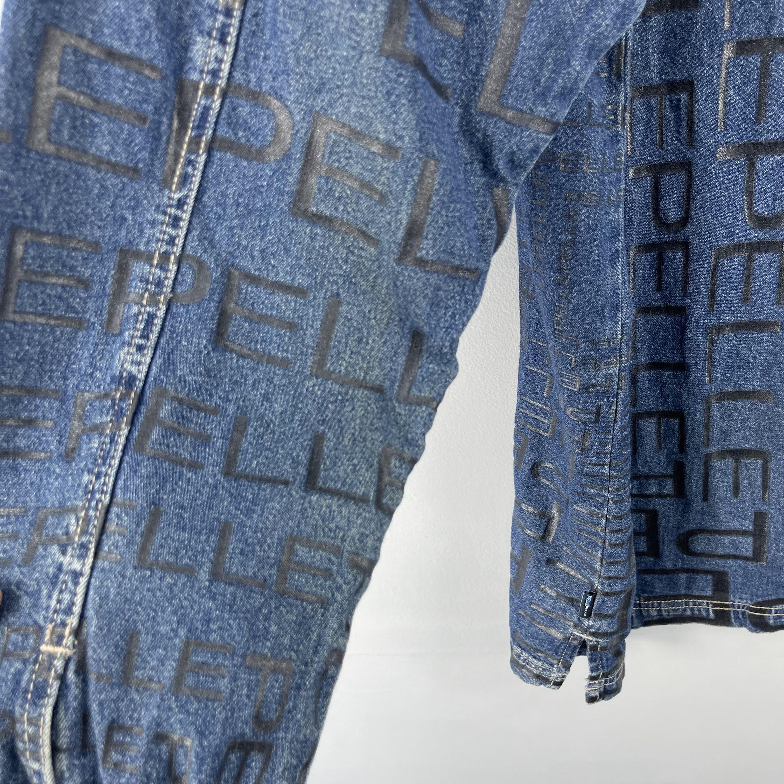 Marc Buchanan Vintage 90s PELLE PELLE Monogram Workwear Denim Jacket Size US L / EU 52-54 / 3 - 12 Thumbnail