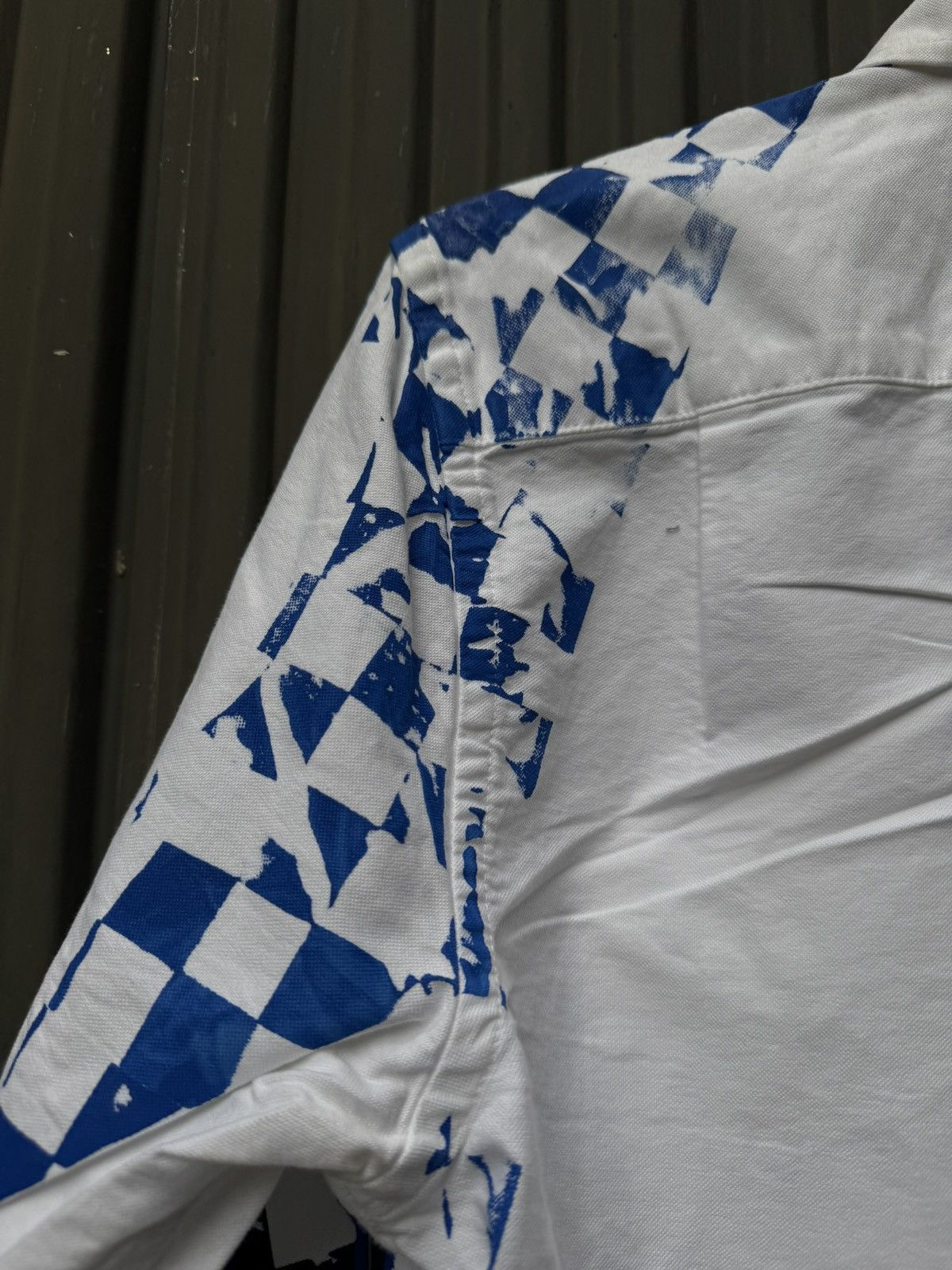 Vintage Hand Painted Check Shirt — Blue & Black Checkerboard Size US S / EU 44-46 / 1 - 8 Thumbnail