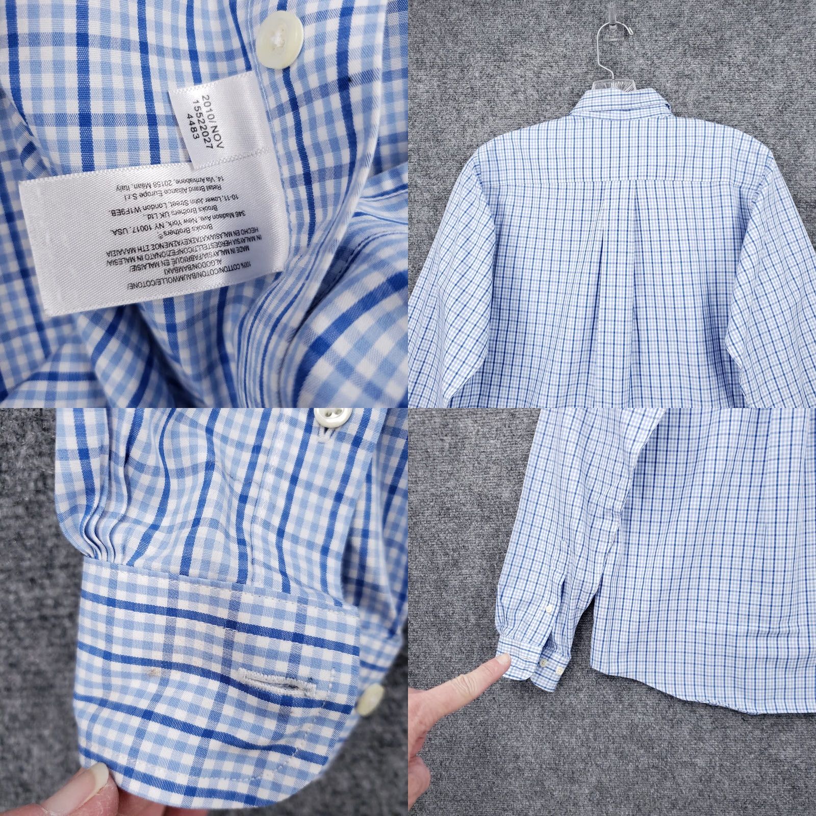 Brooks Brothers Brooks Brothers 346 Button Down Shirt Men Large Blue Fleece Non Iron Long Sleeve Plaid Size US L / EU 52-54 / 3 - 8 Thumbnail