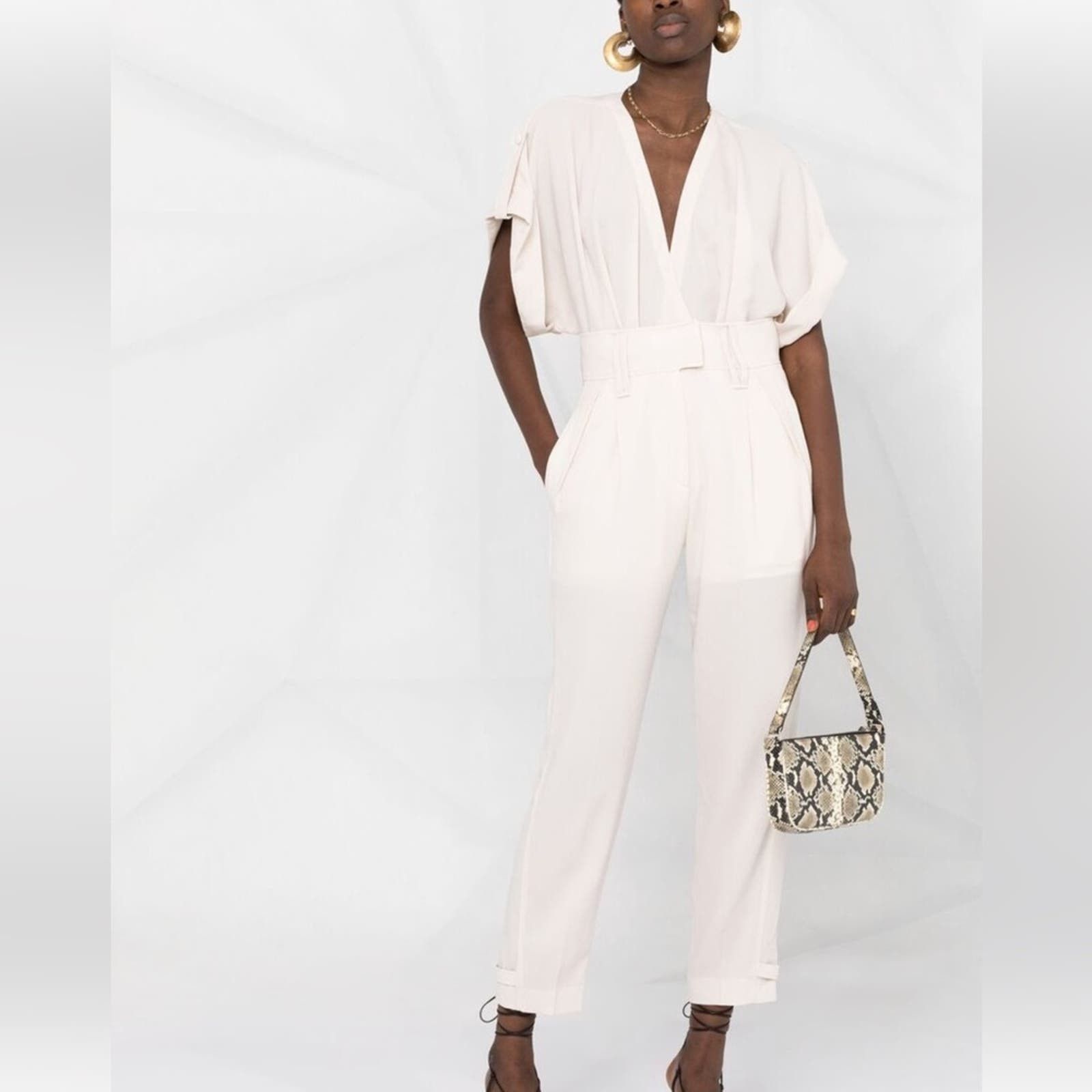image of Iro Paris Caspian Cream Jumpsuit Fr 34 / Us 2, Women's (Size 26)