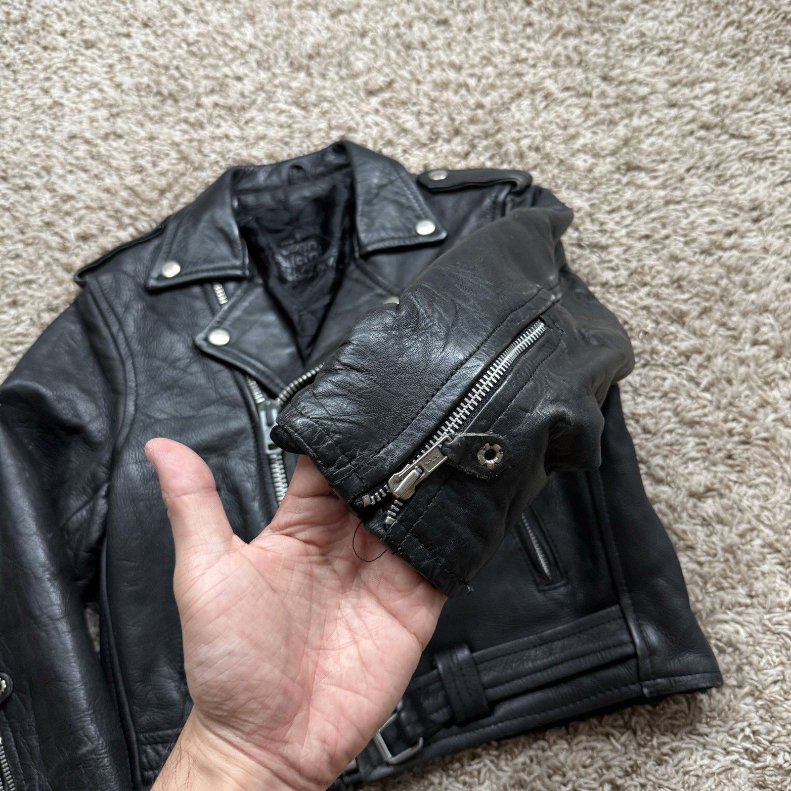 Vintage Vintage 90’s Black Leather Moto Biker Jacket Motorcycle Punk Size XXS / US 00 / IT 34 - 10 Thumbnail