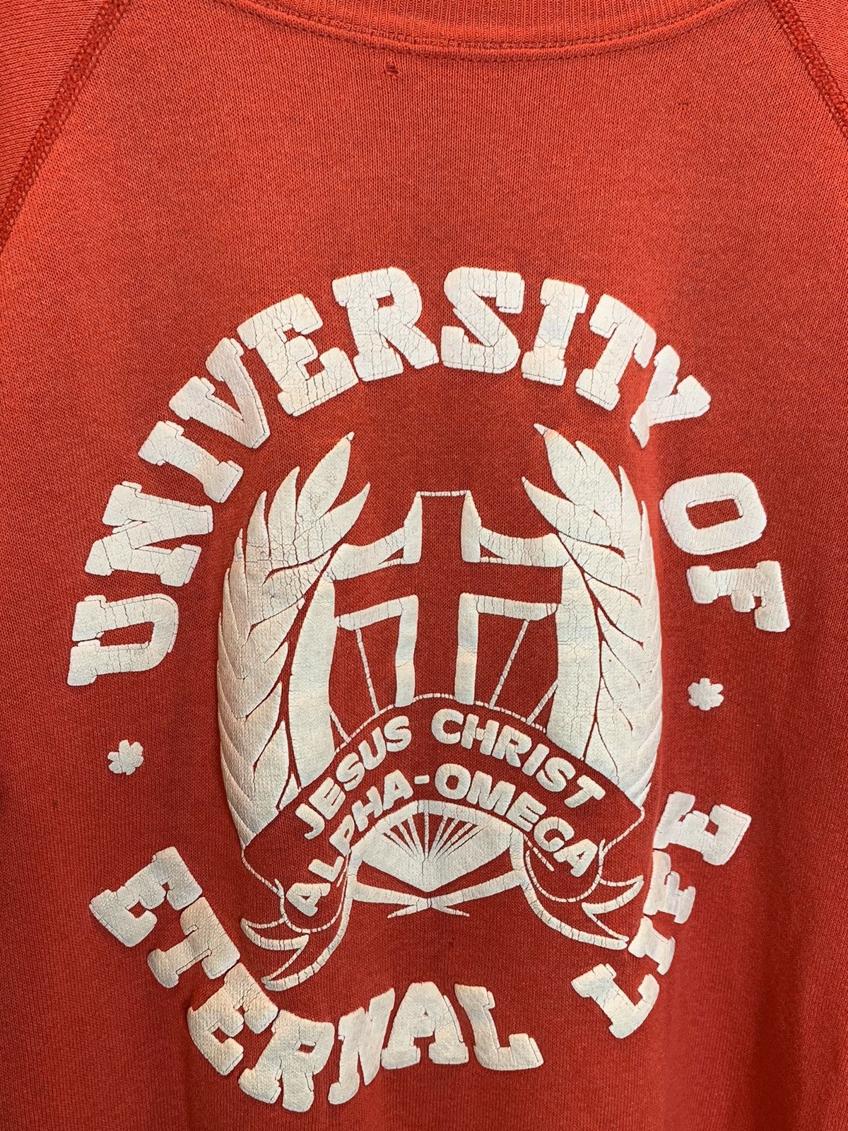 Vintage RARE Vintage 80s Jesus University of Eternal Life Sweatshirt Size US XL / EU 56 / 4 - 2 Thumbnail
