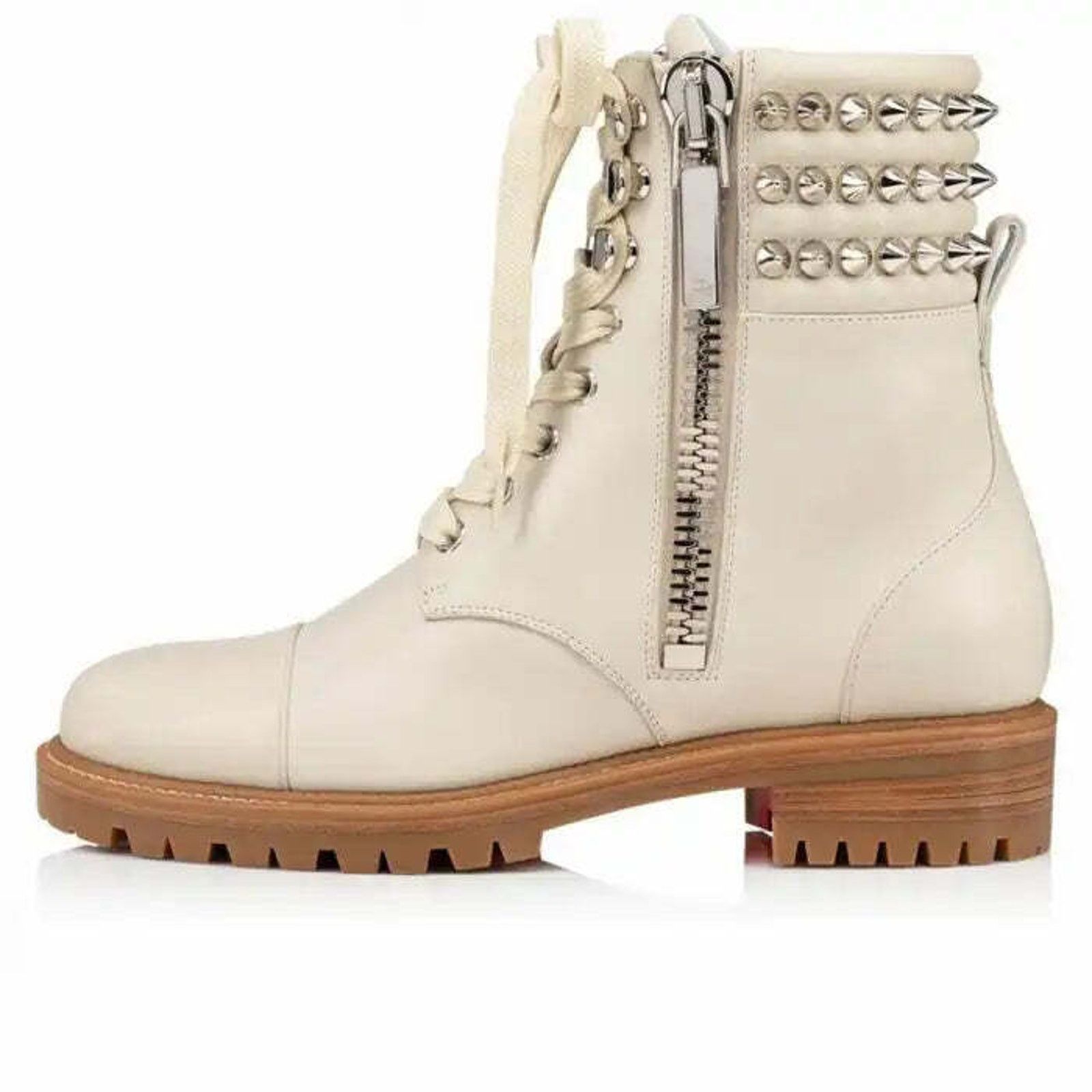 Christian Louboutin Christian Louboutin Winter Spikes Flat White Calf Leather Size US 8 / IT 38 - 7 Thumbnail