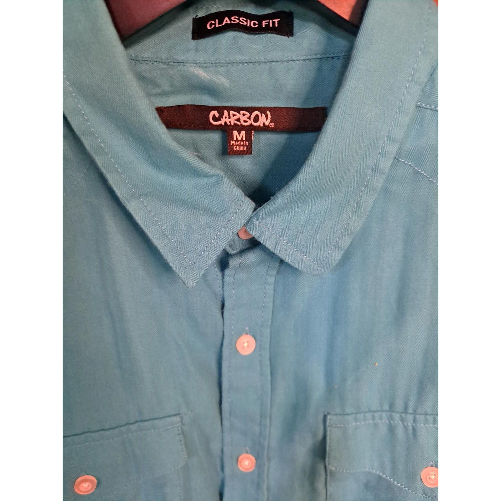 Carbon Carbon Classic Fit Blue Button Up Shirt Size Medium Size US M / EU 48-50 / 2 - 4 Thumbnail
