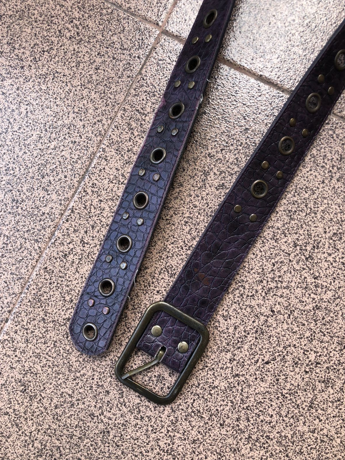 Japanese Brand Purple leather studded ring belt Size ONE SIZE - 2 Thumbnail