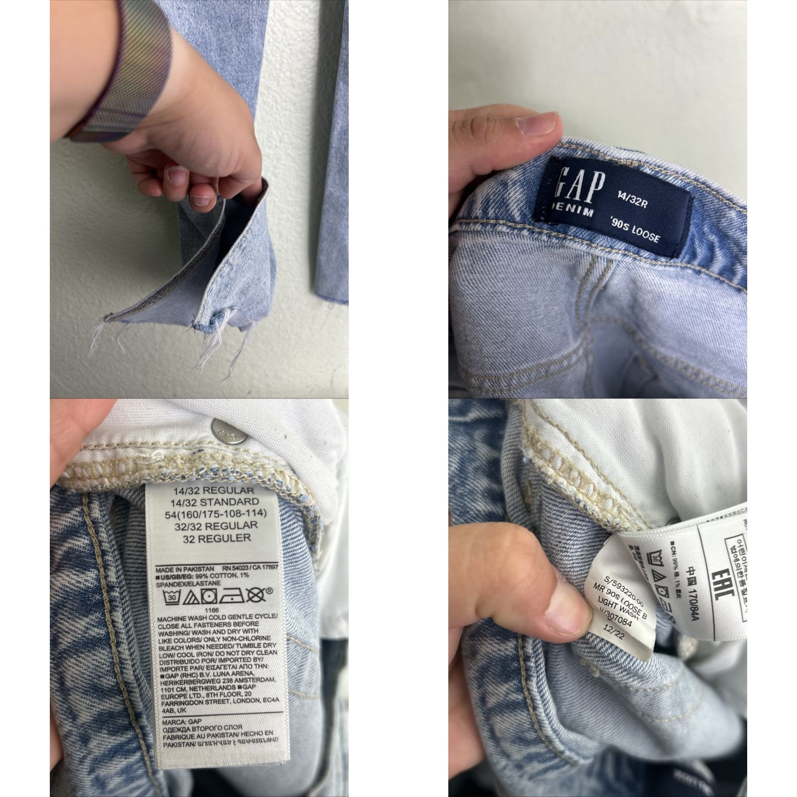 Gap VINTAGE Gap Jeans Womens 90s Distressed Light Wash 14 Straight 34x28 Womens Size 36" / US 14 / IT 50 - 9 Thumbnail