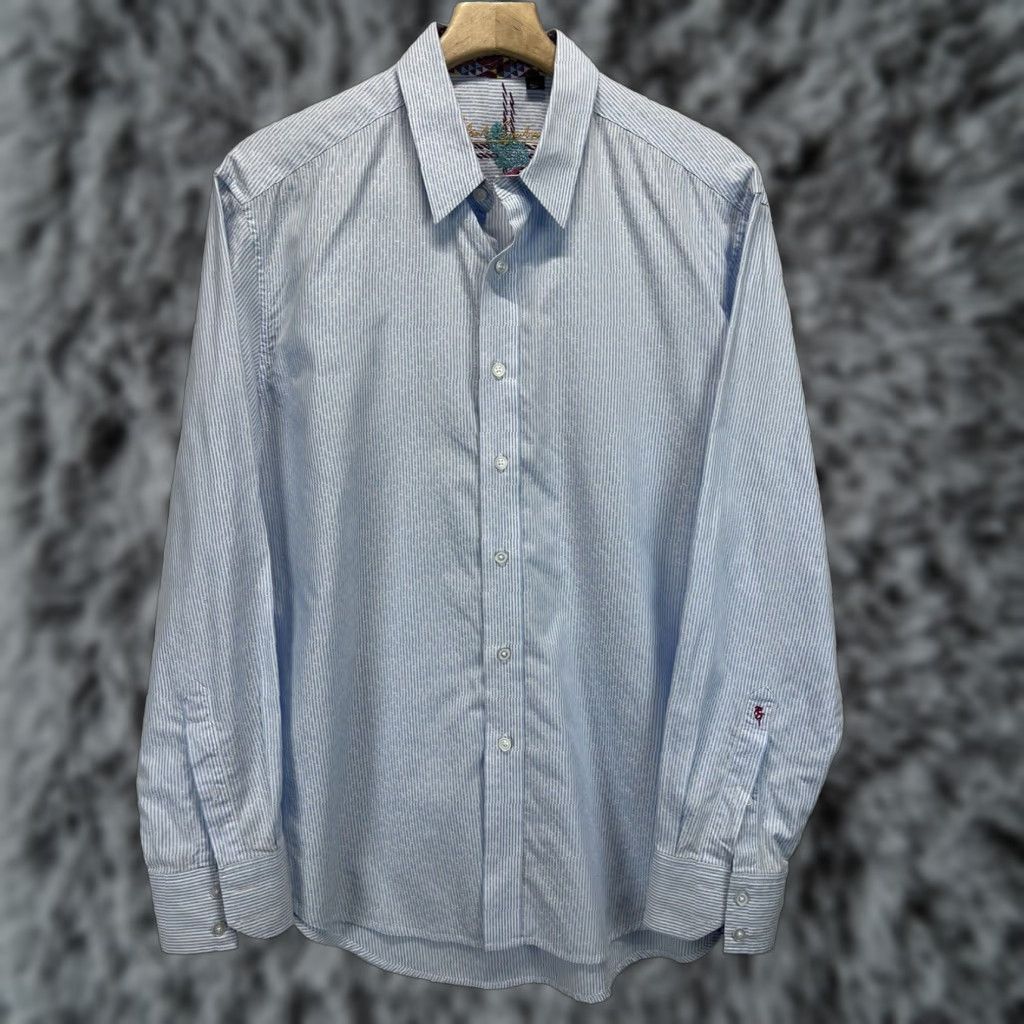 Robert Graham Robert Graham Striped Button Up Shirt Adult Large Mens Blue White Long Sleeve Cotton Size US L / EU 52-54 / 3 - 1 Thumbnail