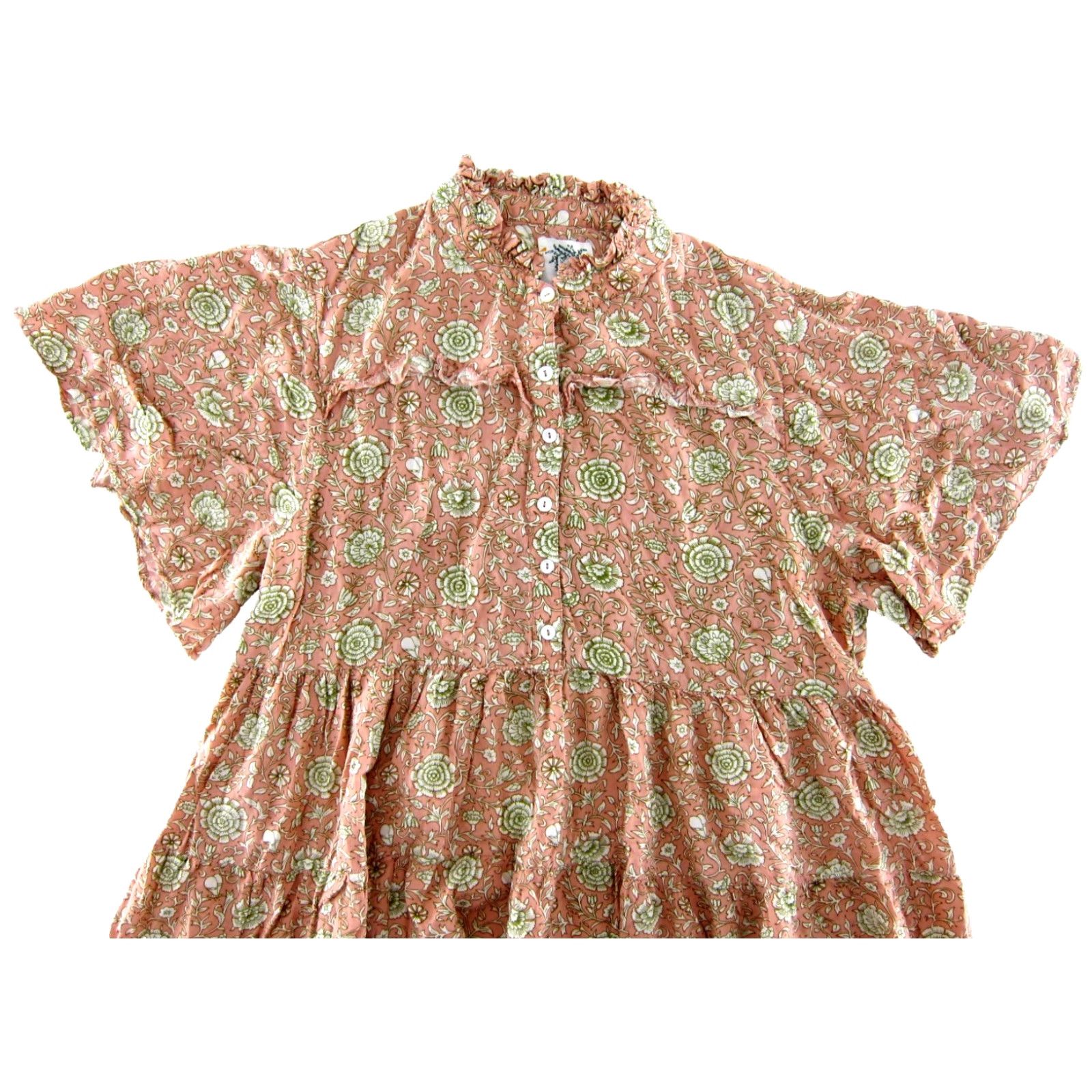 Vintage Citrus Called To Surf Floral Short Sleeve Smock Dress XL Pink Rayon Size 40" / US 18 - 4 Thumbnail