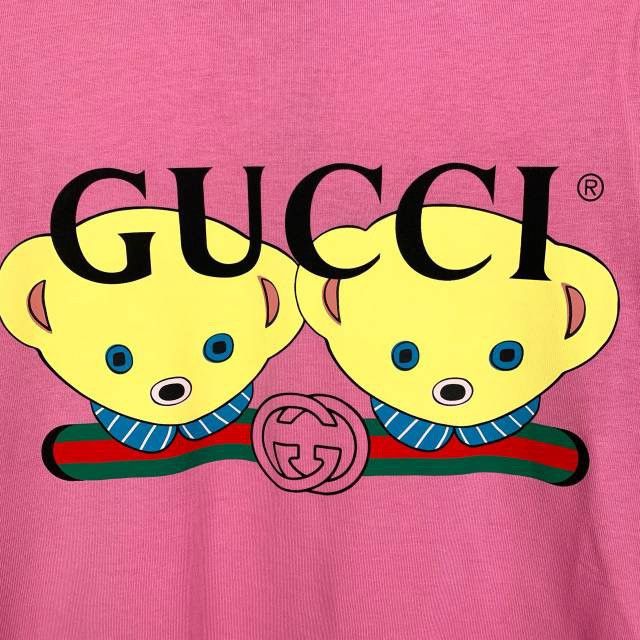 Gucci Gucci Logo Bear Print Pink Short Sleeve T-shirt K26WX Size S / US 4 / IT 40 - 4 Thumbnail