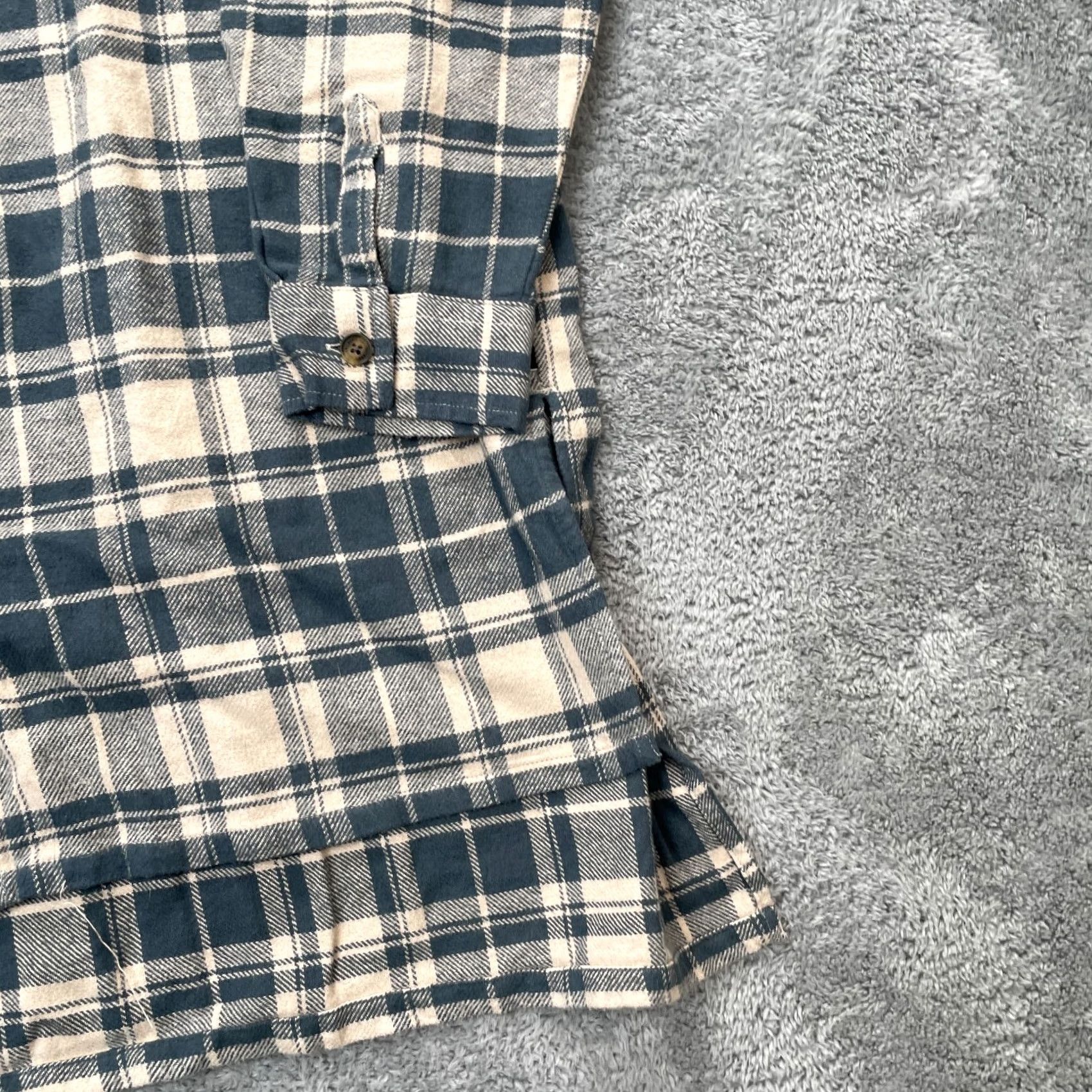 Eddie Bauer VINTAGE Eddie Bauer Shirt Womens L Tall Blue Plaid Cotton Flannel High Low Pleated Button-Up Casual Shirt Womens Mens? Size L / US 10 / IT 46 - 5 Thumbnail