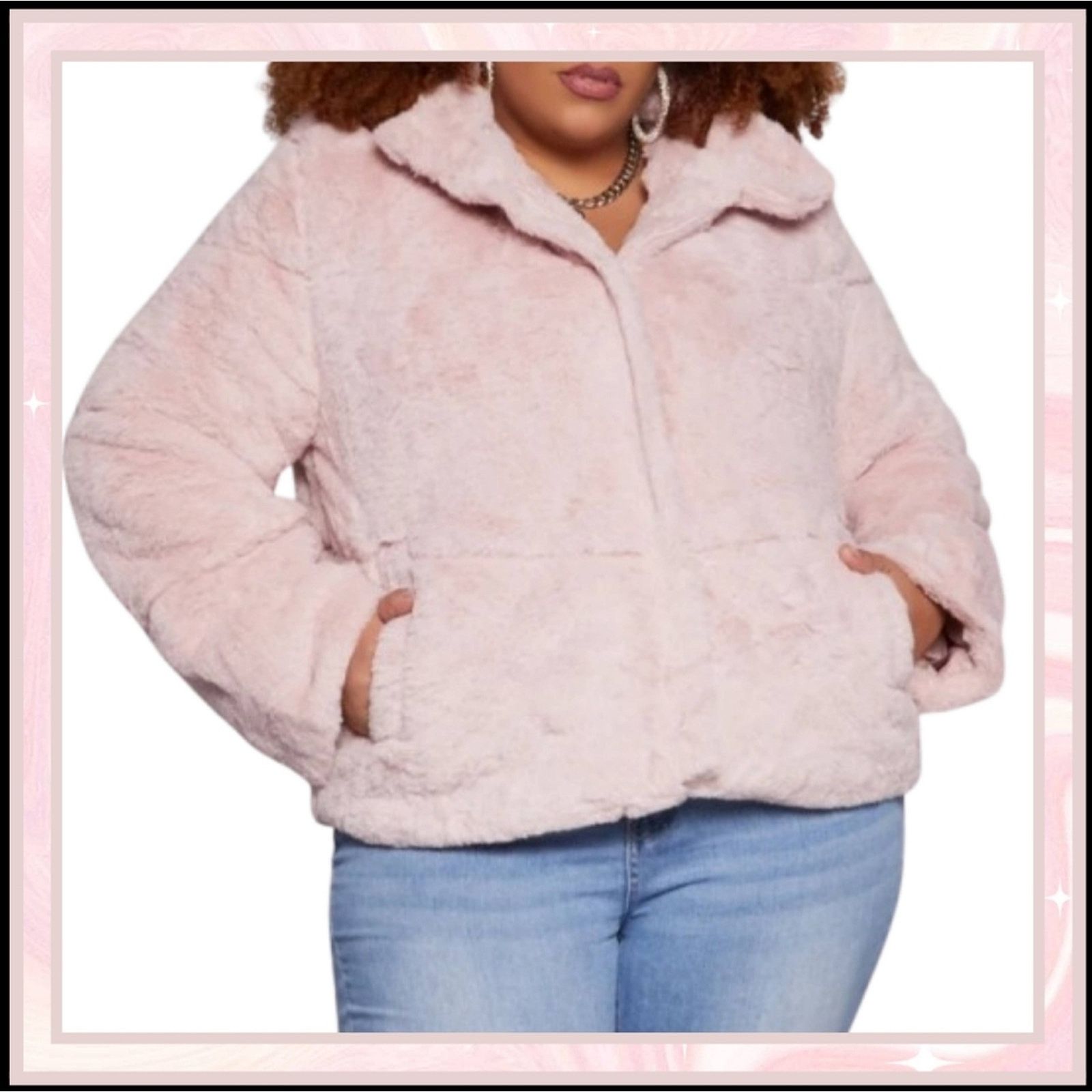 Other Ambiance ☆ Blush ☆ Faux Fur Zip Front Teddy Jacket 2x ☆ NWT Size XXL / US 16-18 / IT 52-54 - 1 Thumbnail