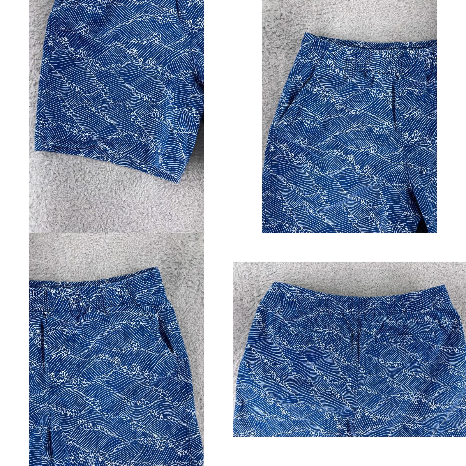 Lands' End Lands' End Shorts Womens 6 Blue Wave Ocean Pattern Pull On Elastic Waist Cotton Short Size 28" / US 6 / IT 42 - 8 Thumbnail