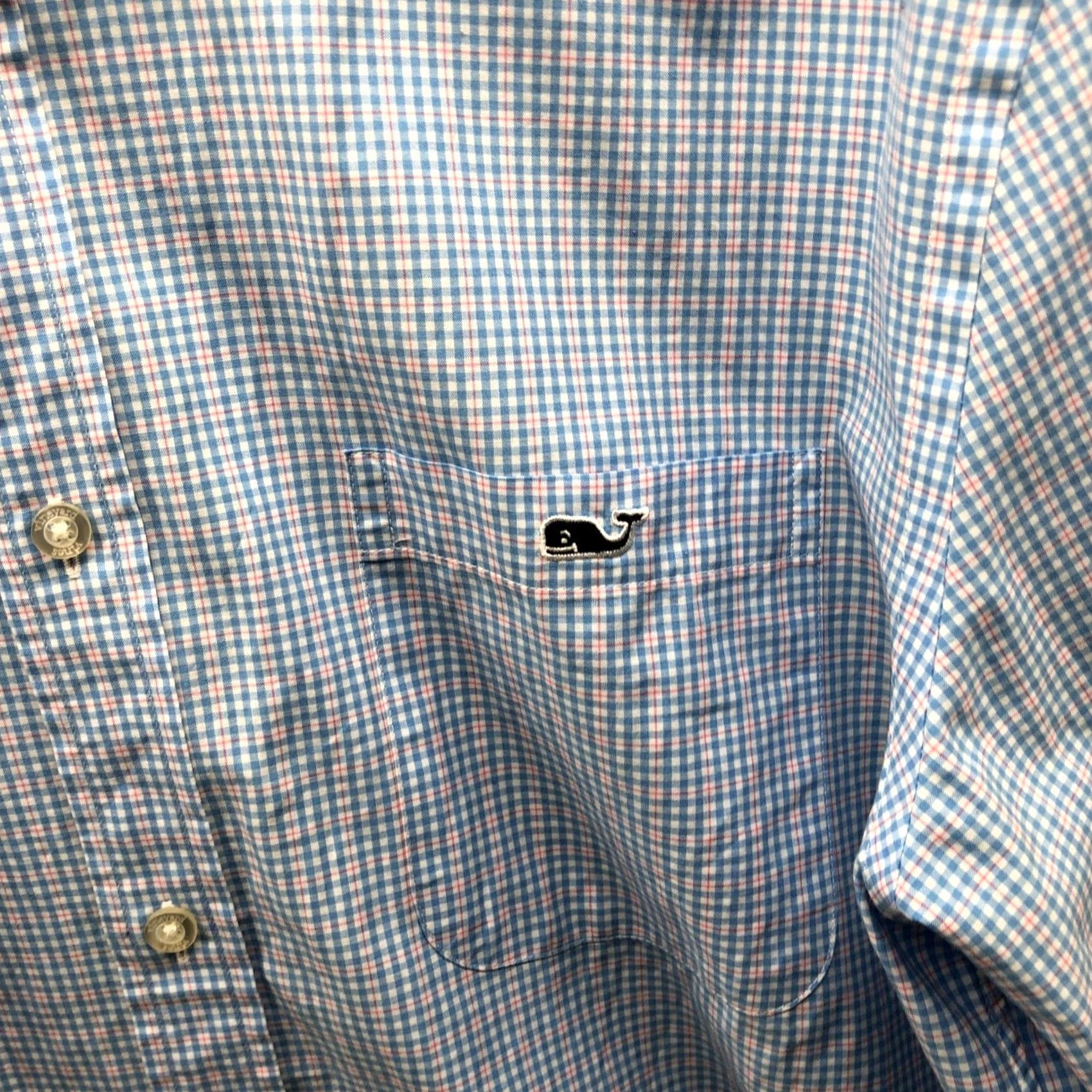 Vineyard Vines Vineyard Vines Tucker Classic Fit Shirt Mens M Blue Plaid Long Sleeve Button-Down Chest Pocket Embroidered Whale Logo Shirt Size US M / EU 48-50 / 2 - 5 Thumbnail