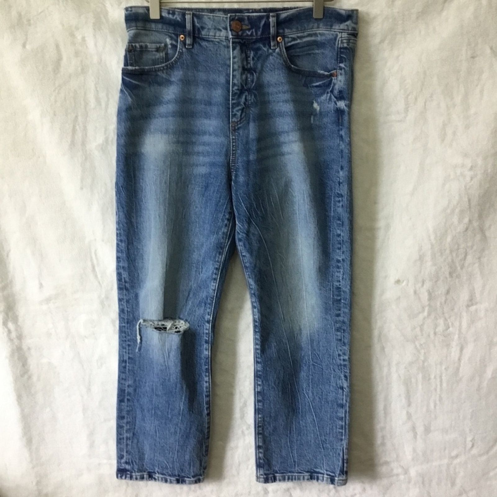 Loft Loft Blue High Waist Straight Crop Jeans Size 30" / US 8 / IT 44 - 1 Thumbnail