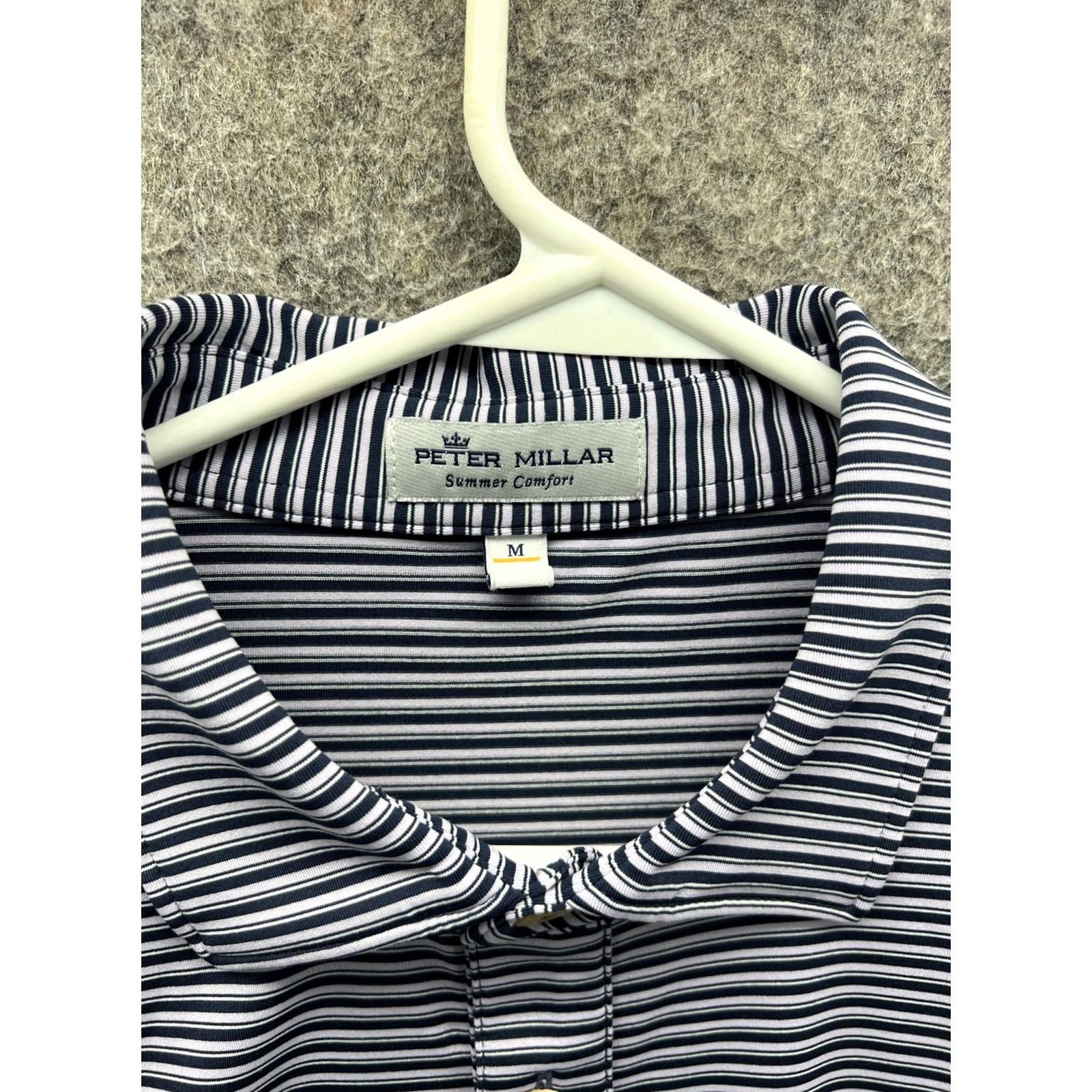 Peter Millar Peter Millar Summer Comfort Polo Shirt Mens M Blue Stripe Aurora Golf Club Size US M / EU 48-50 / 2 - 2 Thumbnail