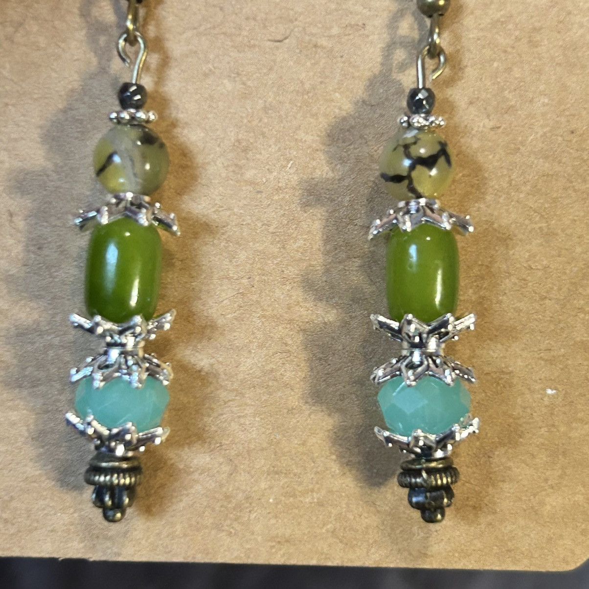 Handmade Handcrafted elegant genuine stone dragon vein agate earrings Size ONE SIZE - 3 Thumbnail