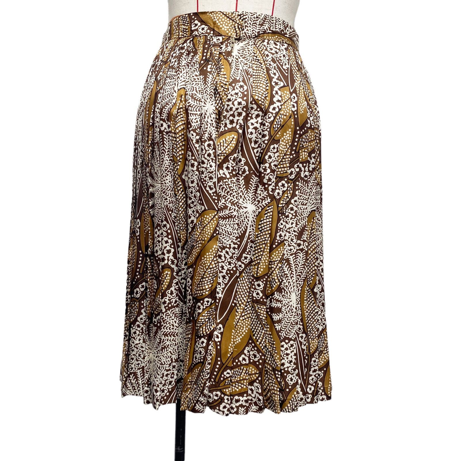 Vintage Vintage Ruth McCulloch Brown Printed 4 Piece Skirt Set Size 36" / US 14 / IT 50 - 8 Thumbnail