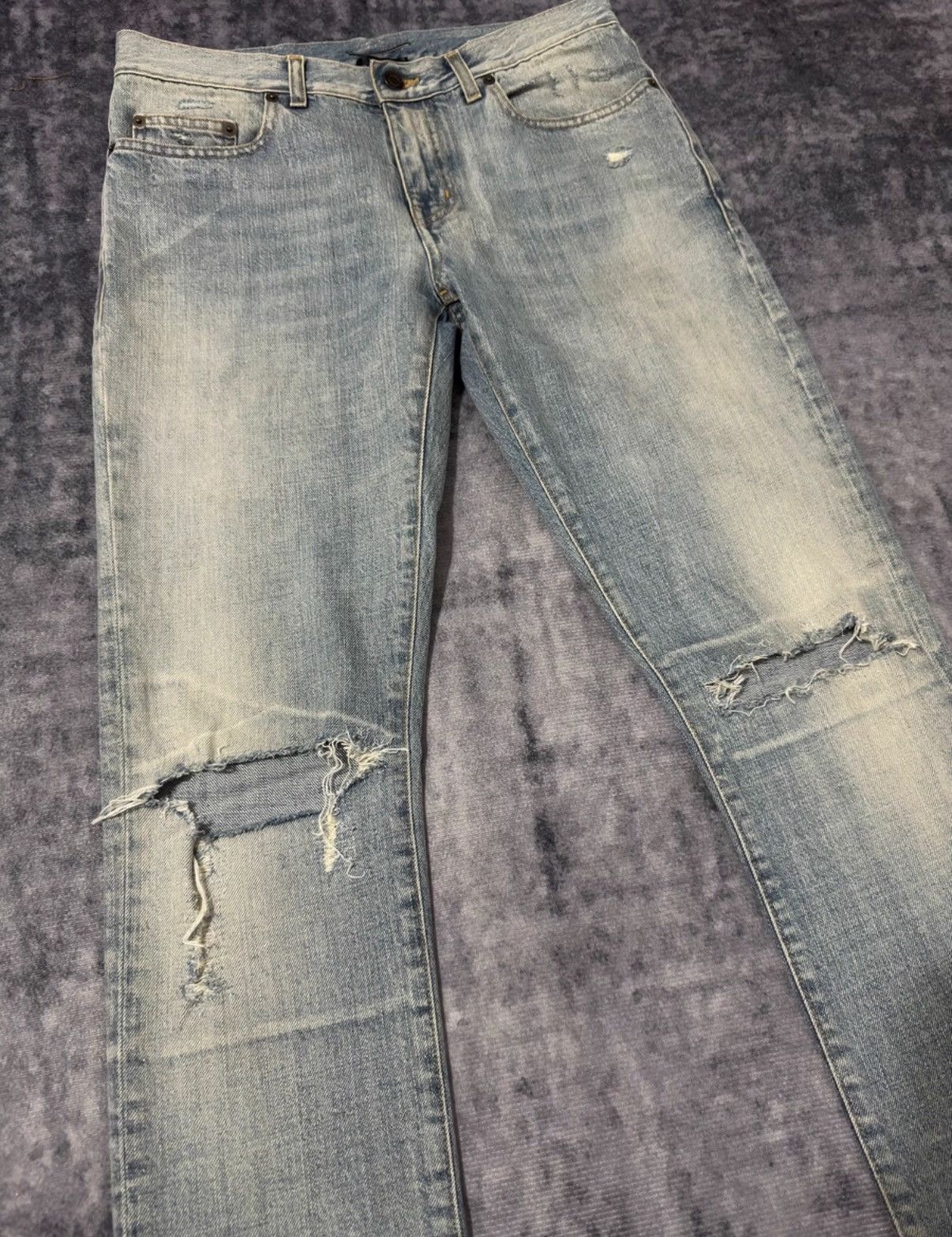 Saint Laurent Paris SLP 16SS Washed Yellow Mud Distressed Slashed Jeans Size US 30 / EU 46 - 3 Thumbnail